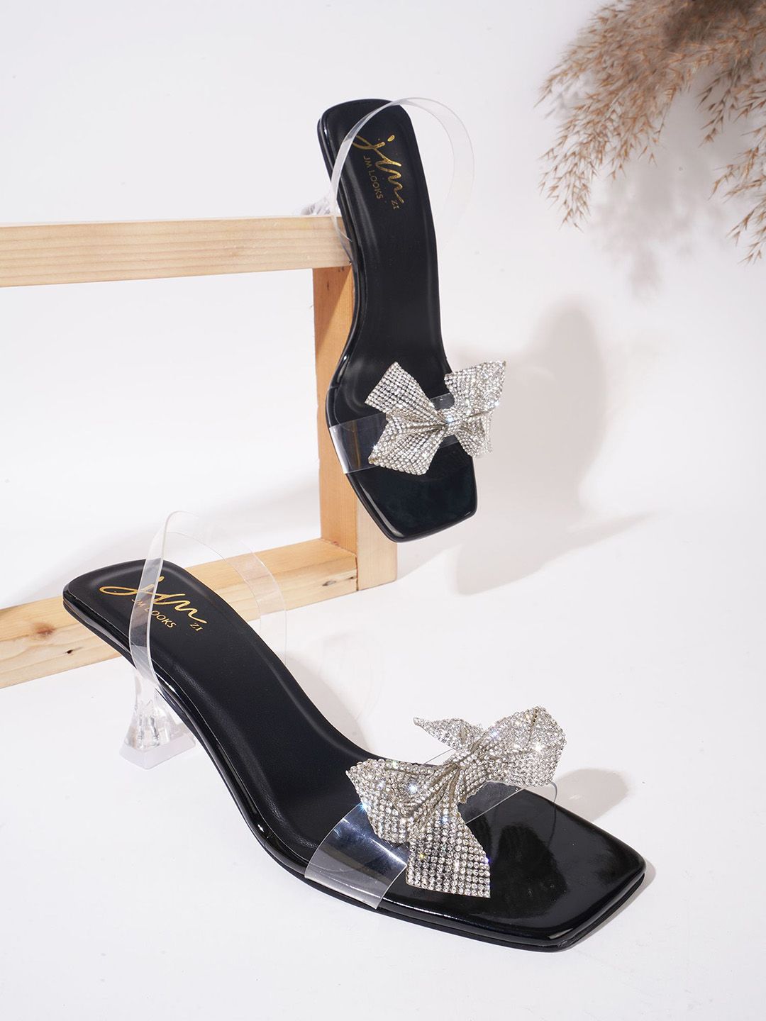 JM Looks Women Embellished Bows Block Heels