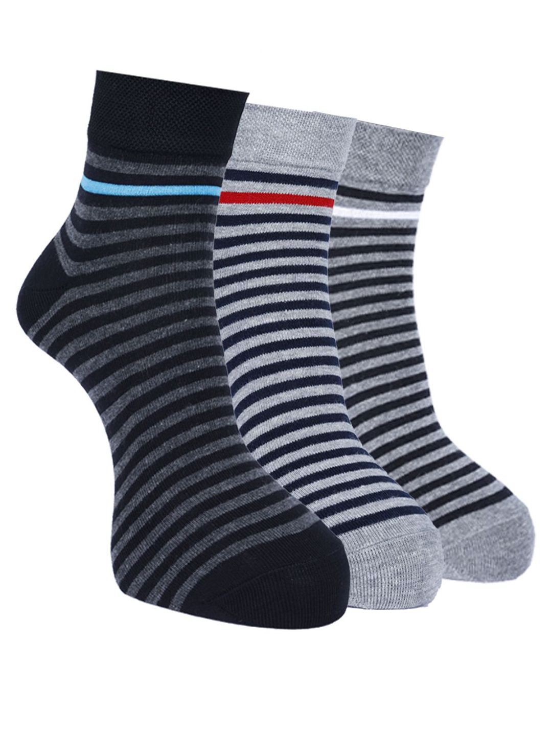 Force NXT Men Pack Of 3 Striped Ankle-Length Socks