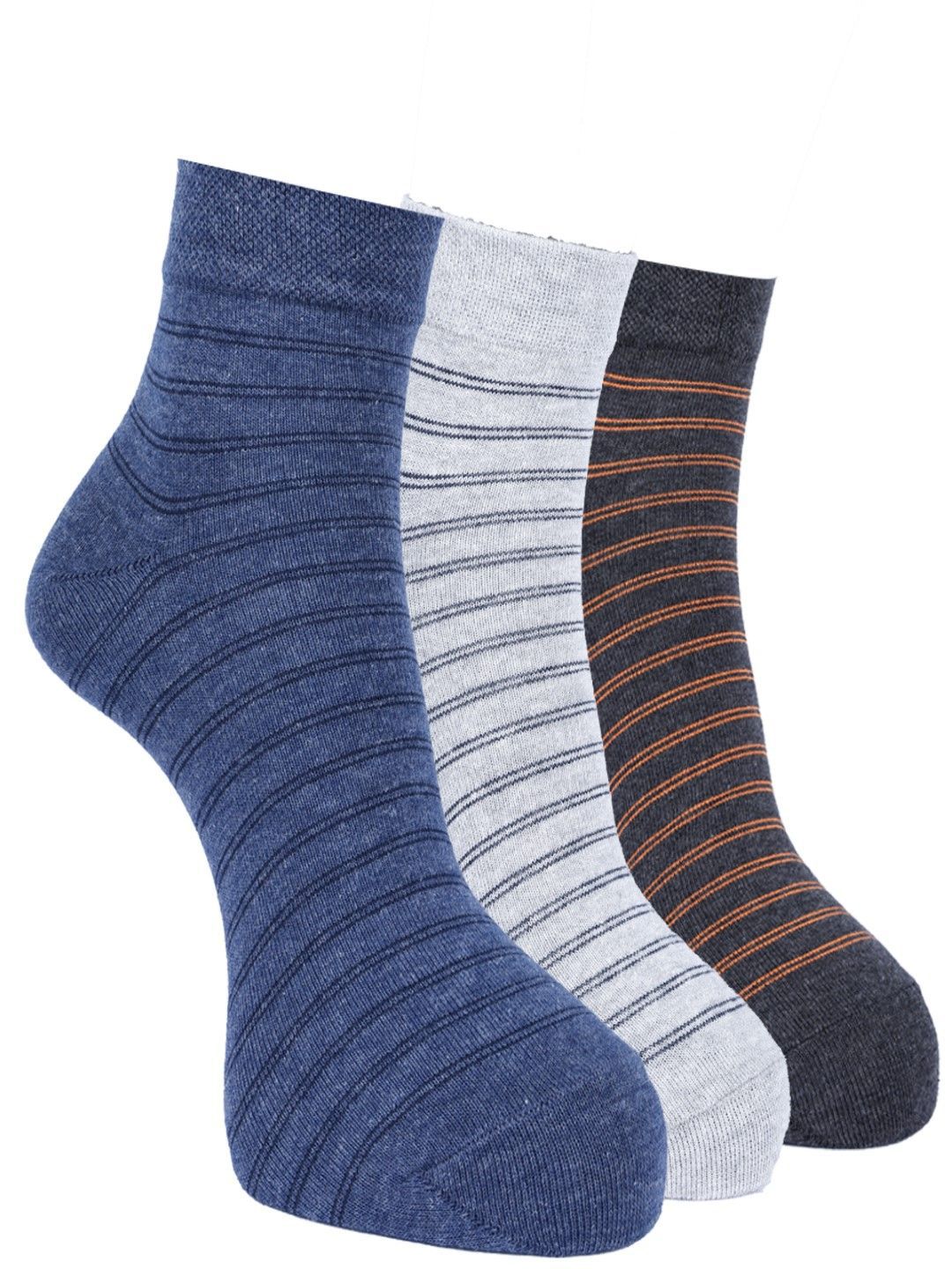 Force NXT Men Pack Of 3 Striped Cotton Ankle-Length Socks