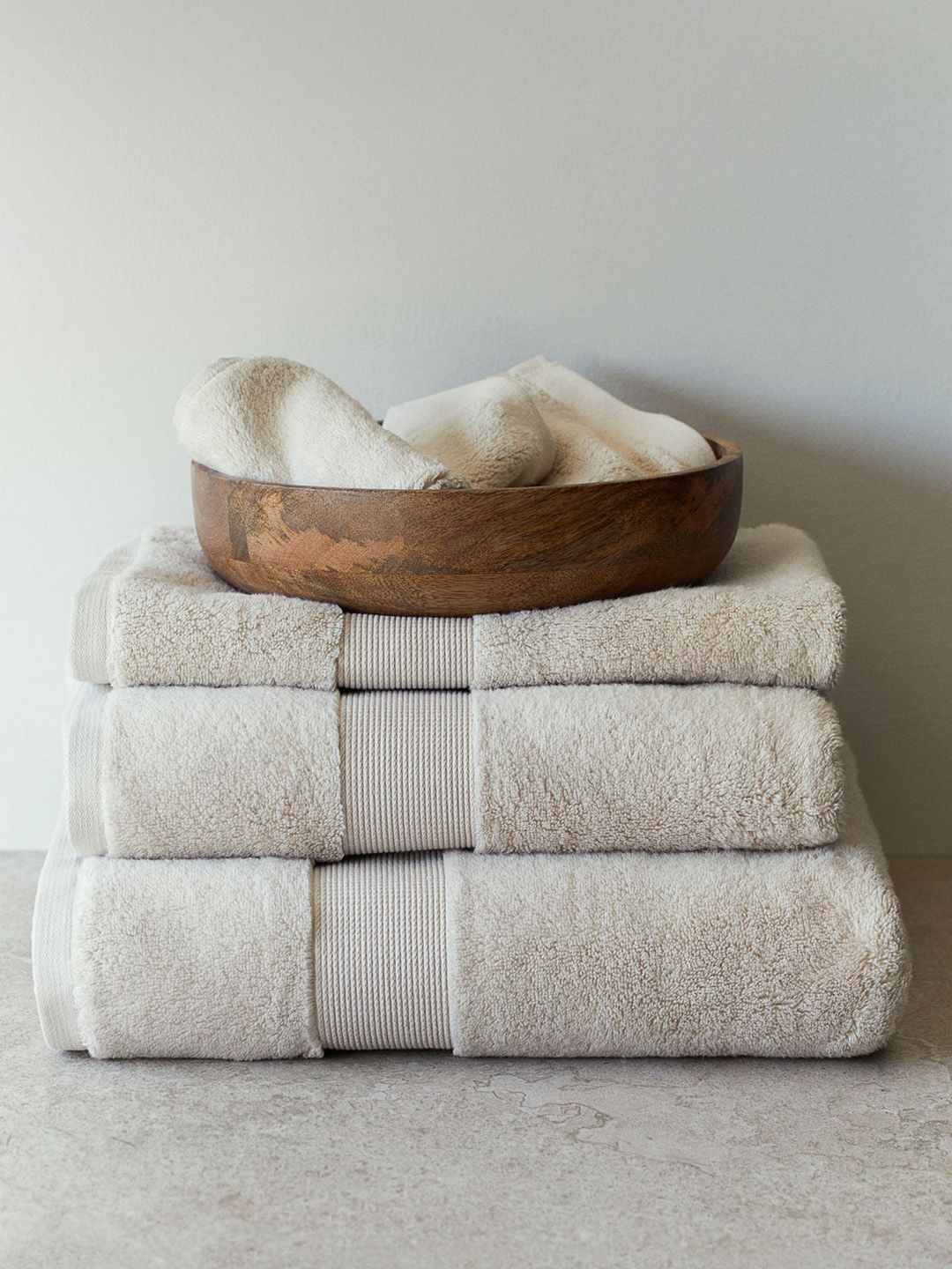 H&M Beige Cotton Soft Terry Hand Towel