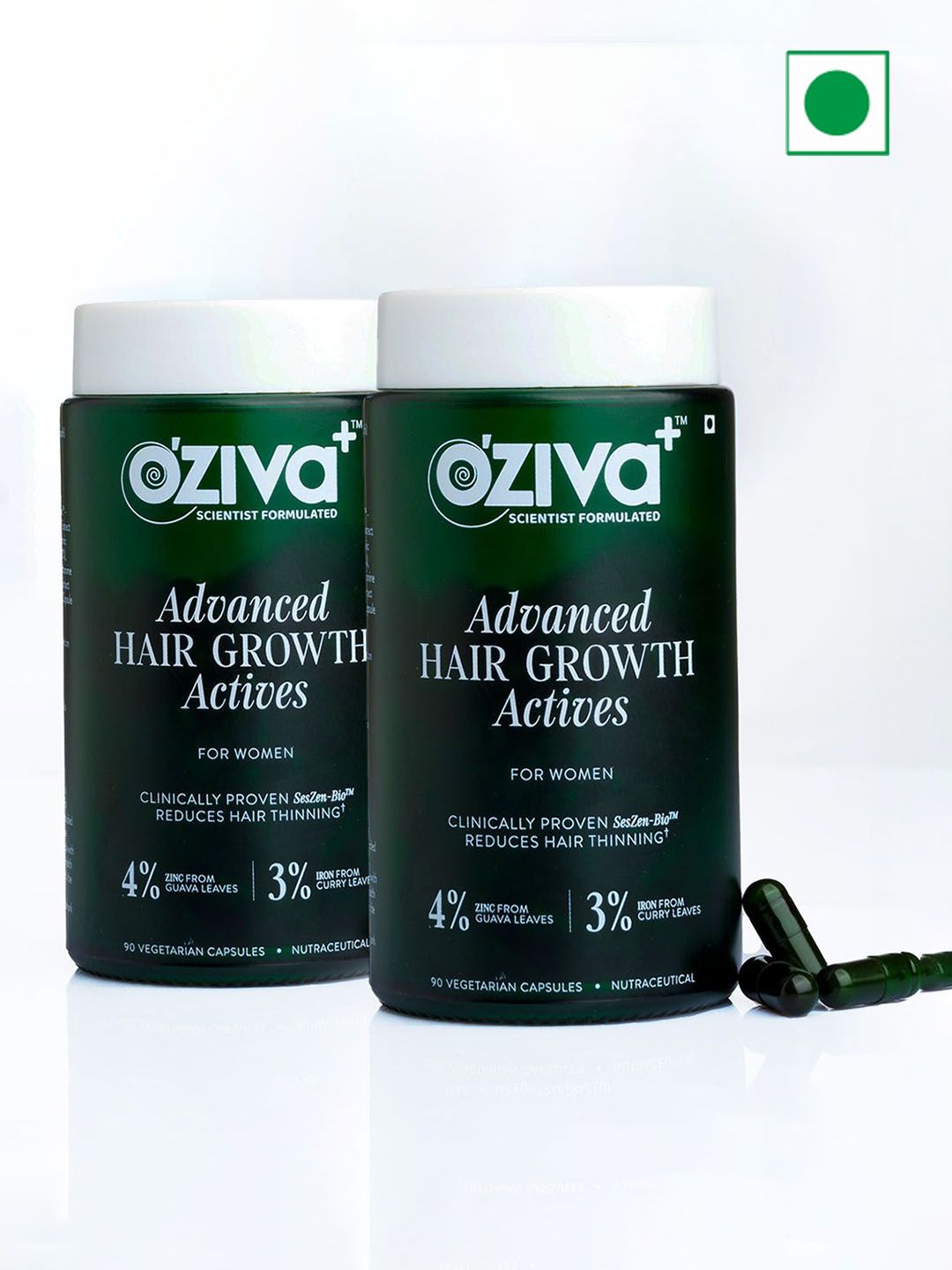 OZiva Set Of 2 Advanced Hair Growth Actives- 90 Caps Each