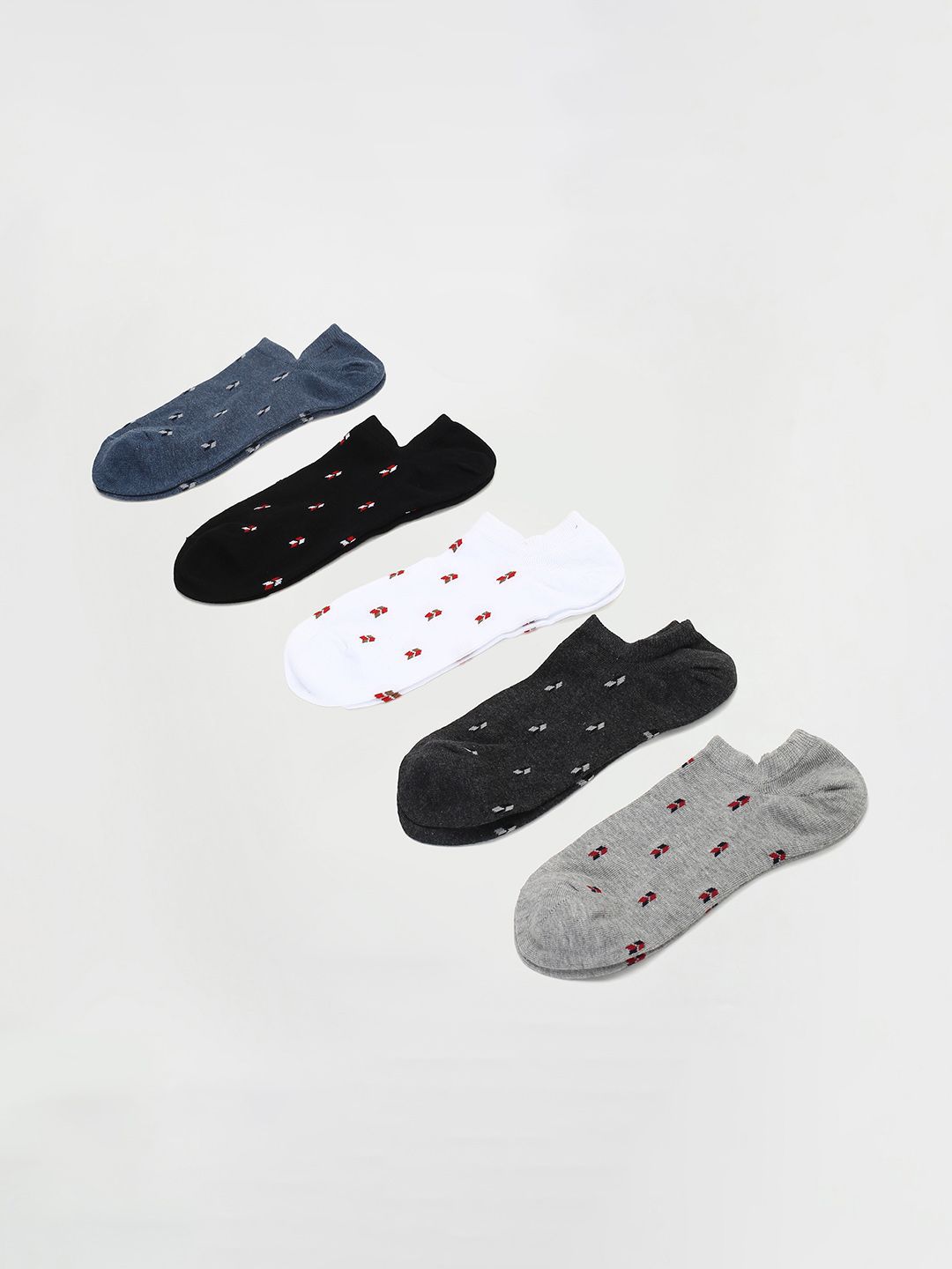 max Men Pack Of 5 Patterned Shoe Liner Socks