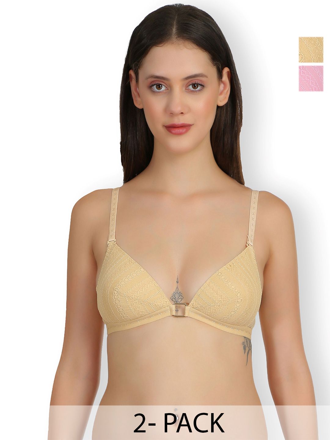 SELFCARE Pack Of 2 Half Coverage Lightly Padded Plunge Bra