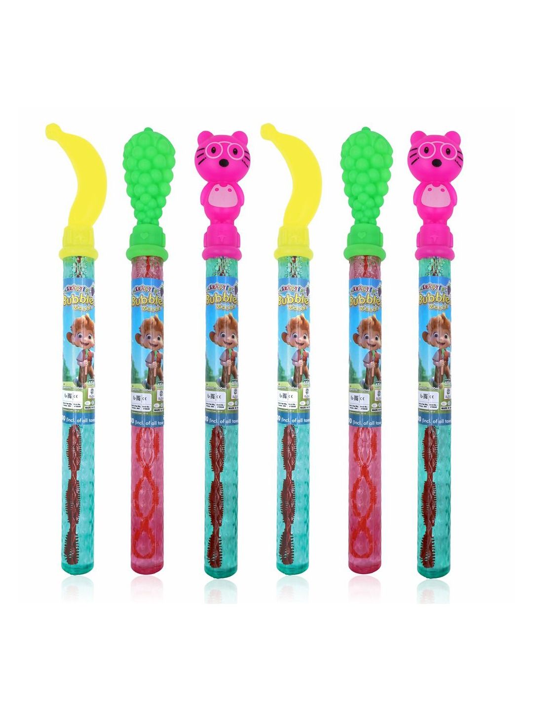 Aditi Toys BPA Free Character Bubble Wands Pack of 6 Bubble Sticks