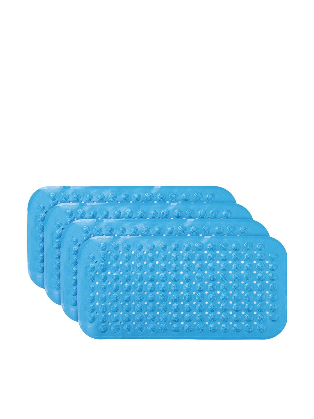 Kuber Industries Blue 4 Pieces 240 GSM Anti-Skid Bath Rugs