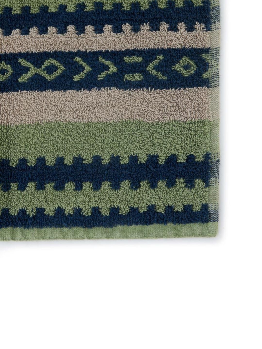 Fabindia Navy Blue & Green 2 Pieces Woven Design Cotton 570 GSM Face Towels