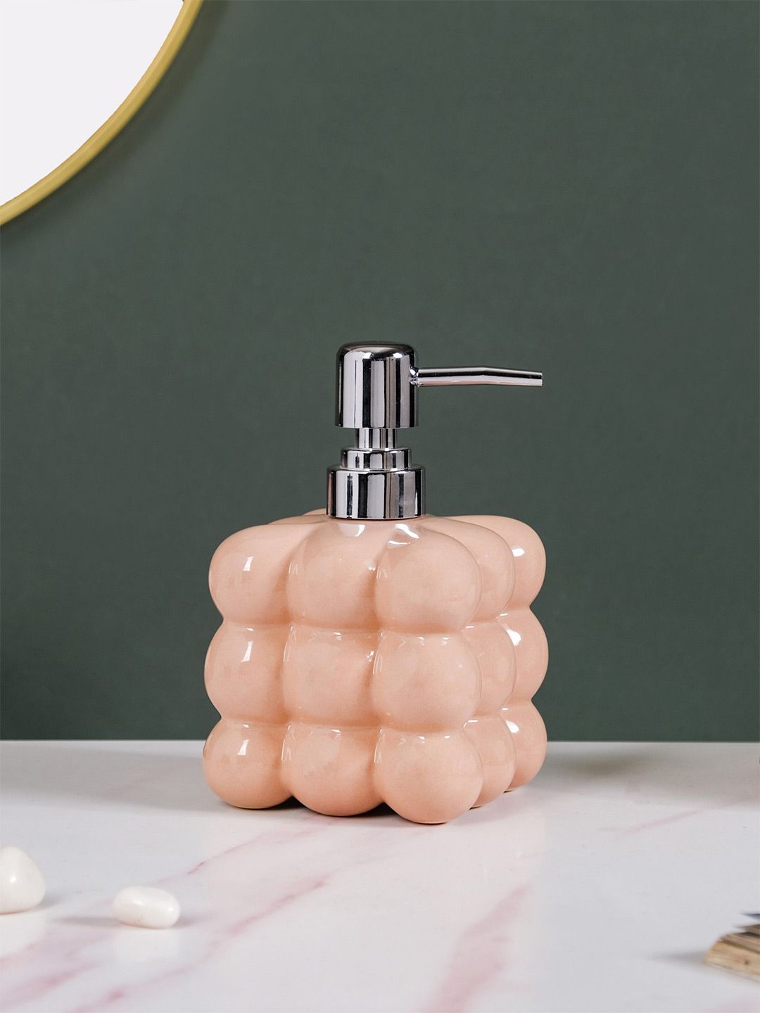 Nestasia Beige Bubble Design Textured Ceramic Soap Dispenser 520 ml