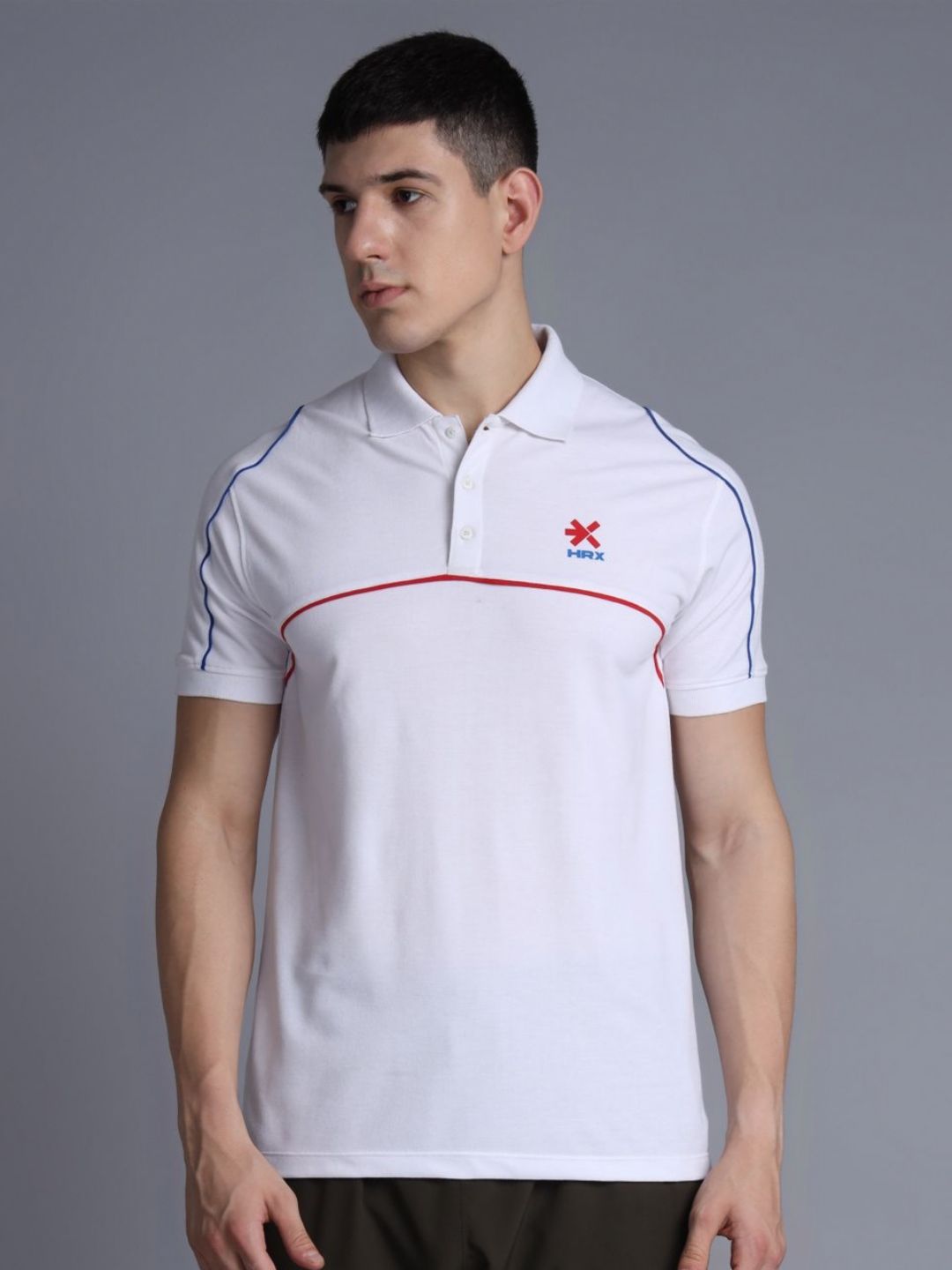 HRX by Hrithik Roshan Men Solid Polo Collar Cotton T-shirt