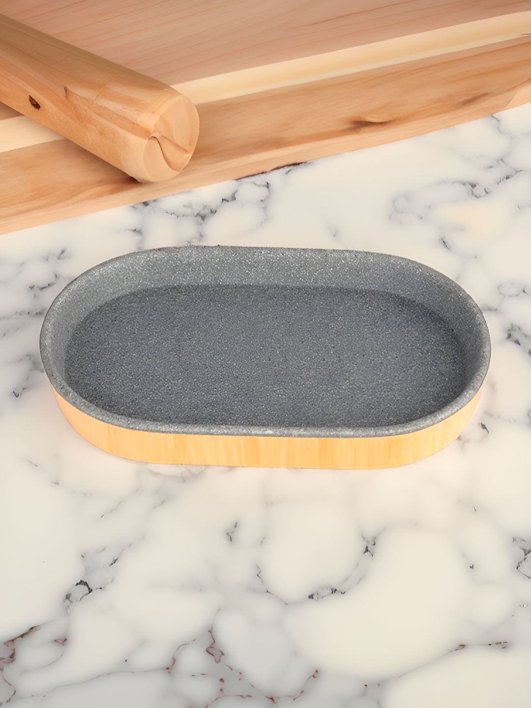 The Better Home Grey & Brown Oval Soap Dish