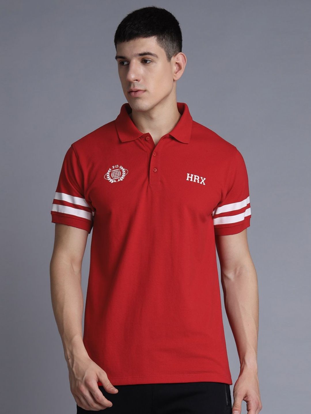 HRX by Hrithik Roshan Men Solid Polo Collar Cotton T-shirt