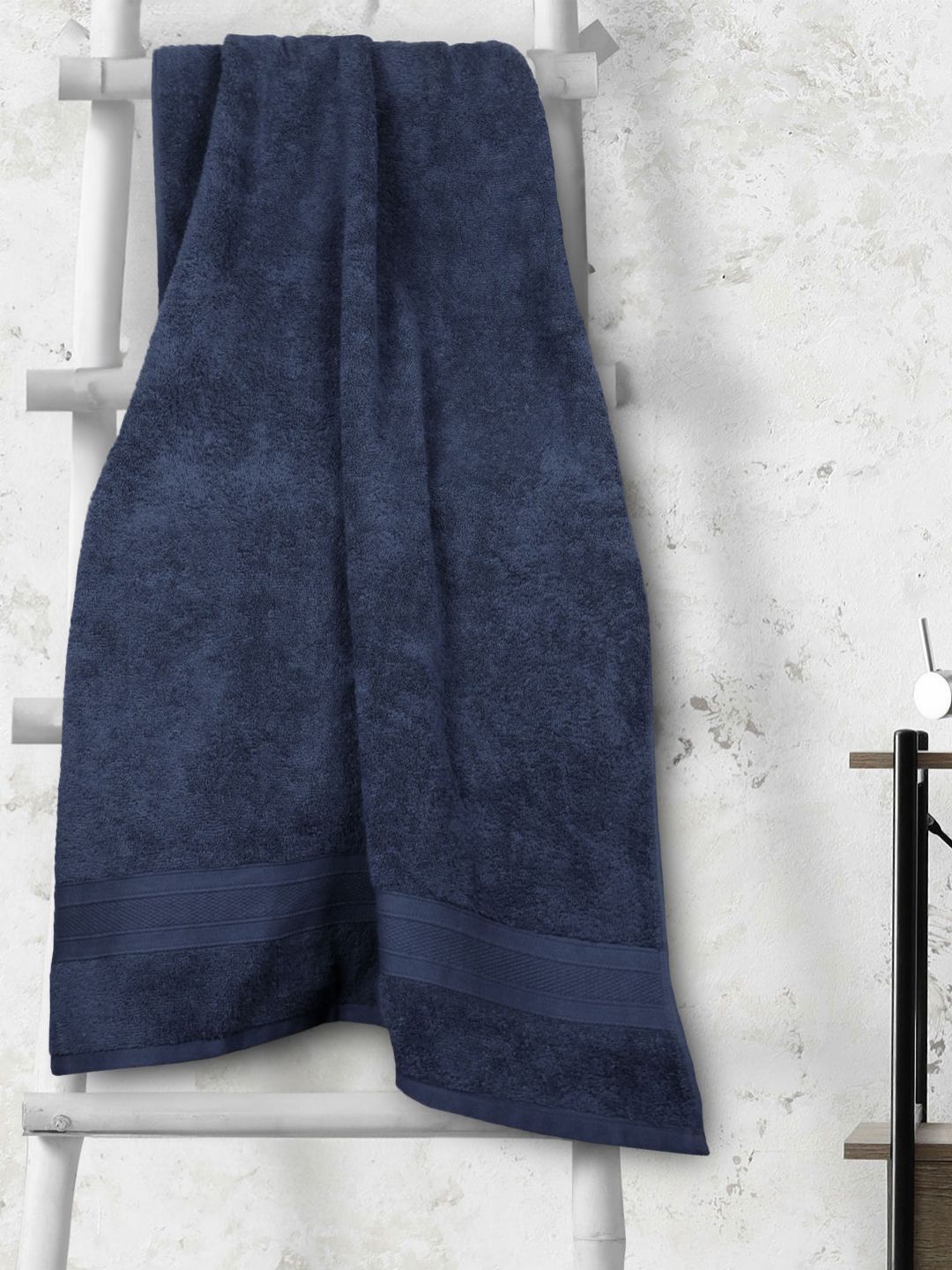 MYTRIDENT Navy Blue Cotton 500 GSM Bath Towel