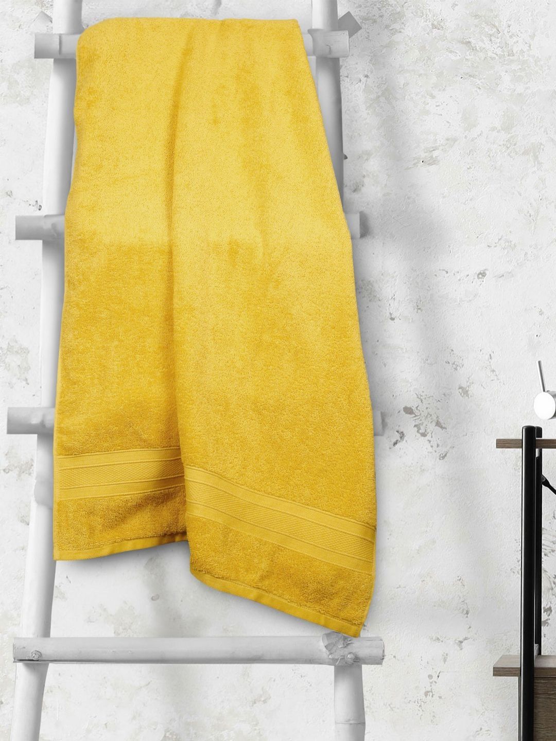 MYTRIDENT Yellow Cotton 500 GSM Bath Towel