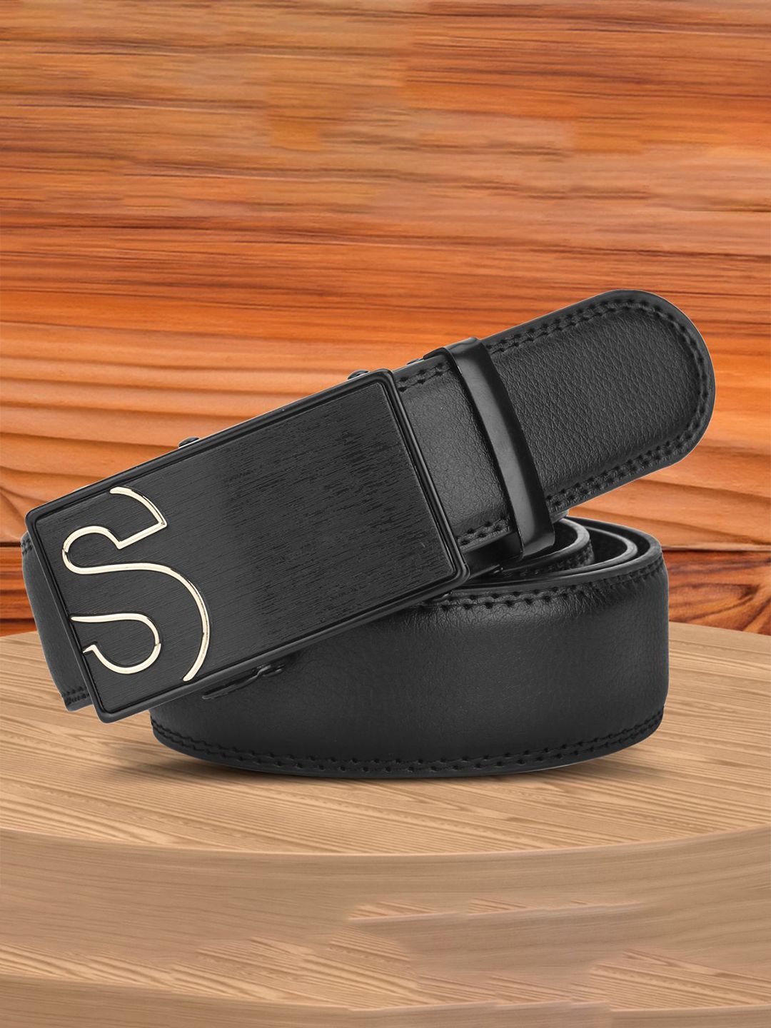 WINSOME DEAL Men Solid Slider Buckle Closure Formal Belt