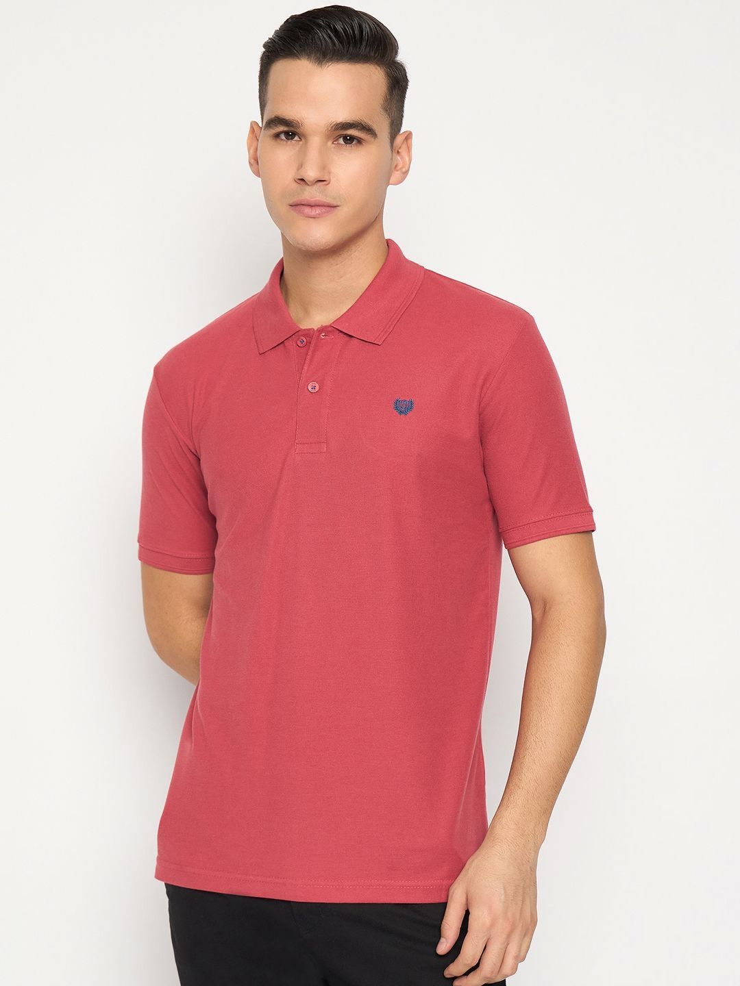 Duke Men Solid Polo Collar Cotton Slim Fit T-shirt