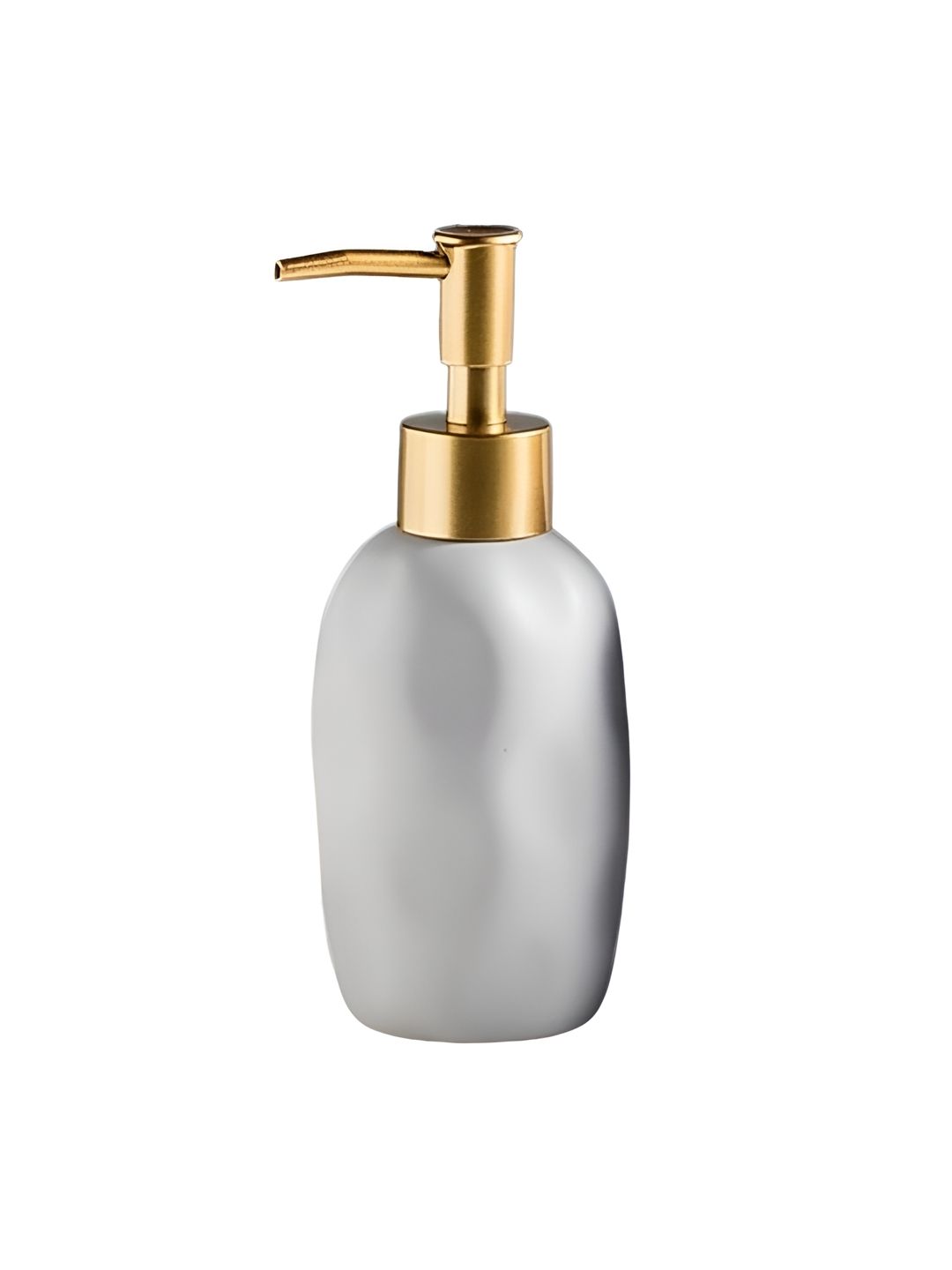 FabSeasons Grey & Gold-Toned Textured Ceramic Soap Dispenser 200 ml