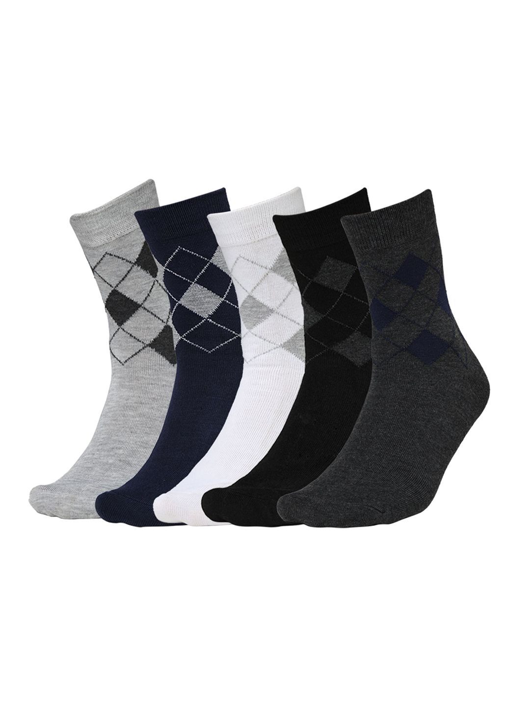 BAESD Men Pack Of 5 Patterned Cotton Calf-Length Socks