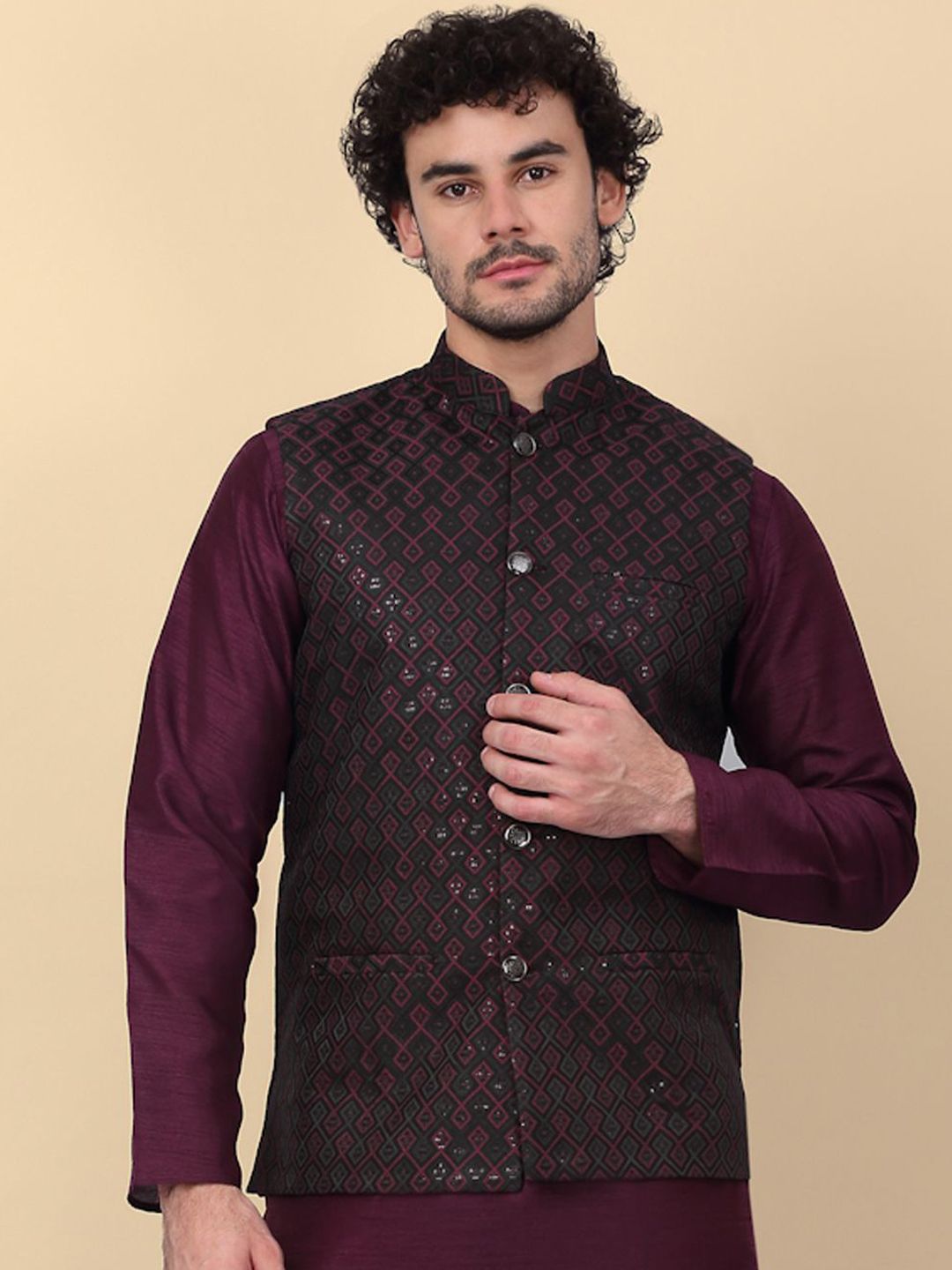 KRAFT INDIA Embroidered Sequins Nehru Jackets