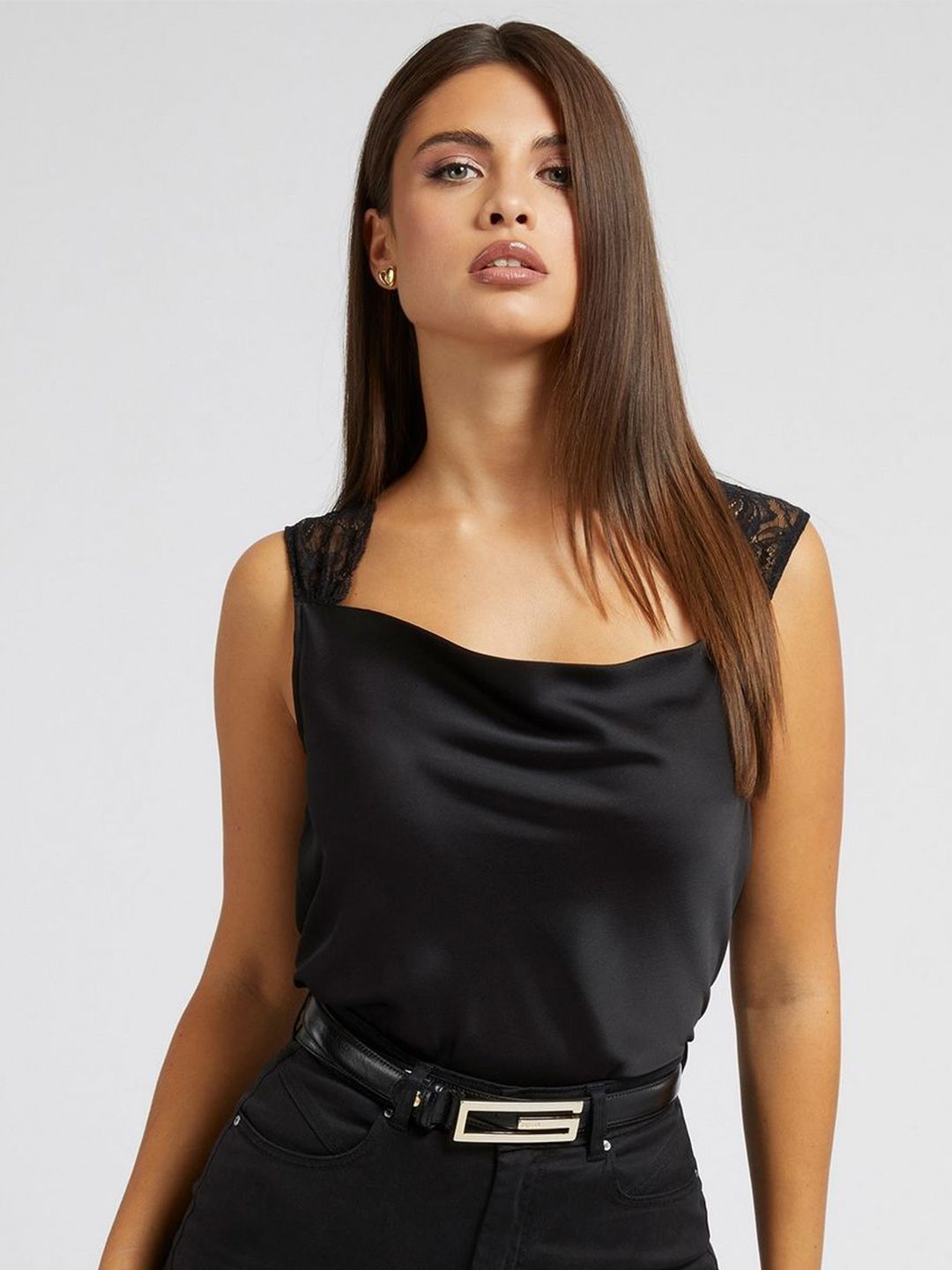 GUESS Women Solid Cowl Neck Top