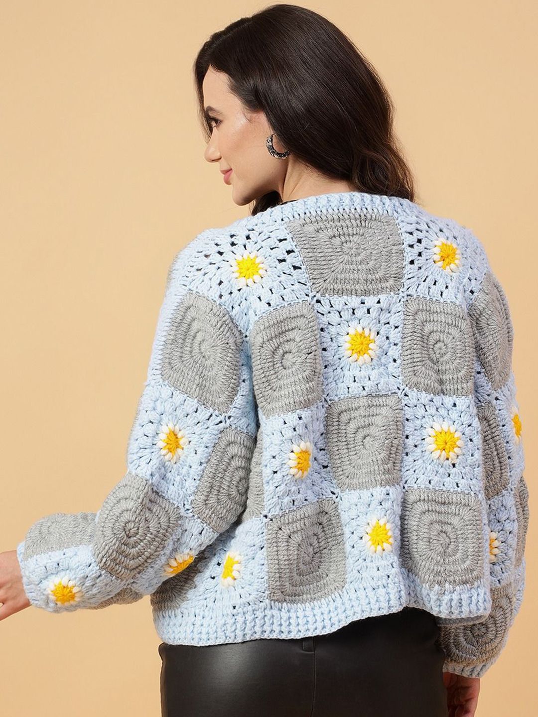 Buy Velvery Women Floral Cardigan with Applique Detail - Sweaters