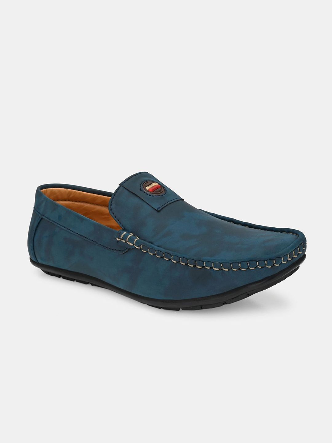 LeatherKraft Men Round Toe Dyed-Washed Slip-on Loafers