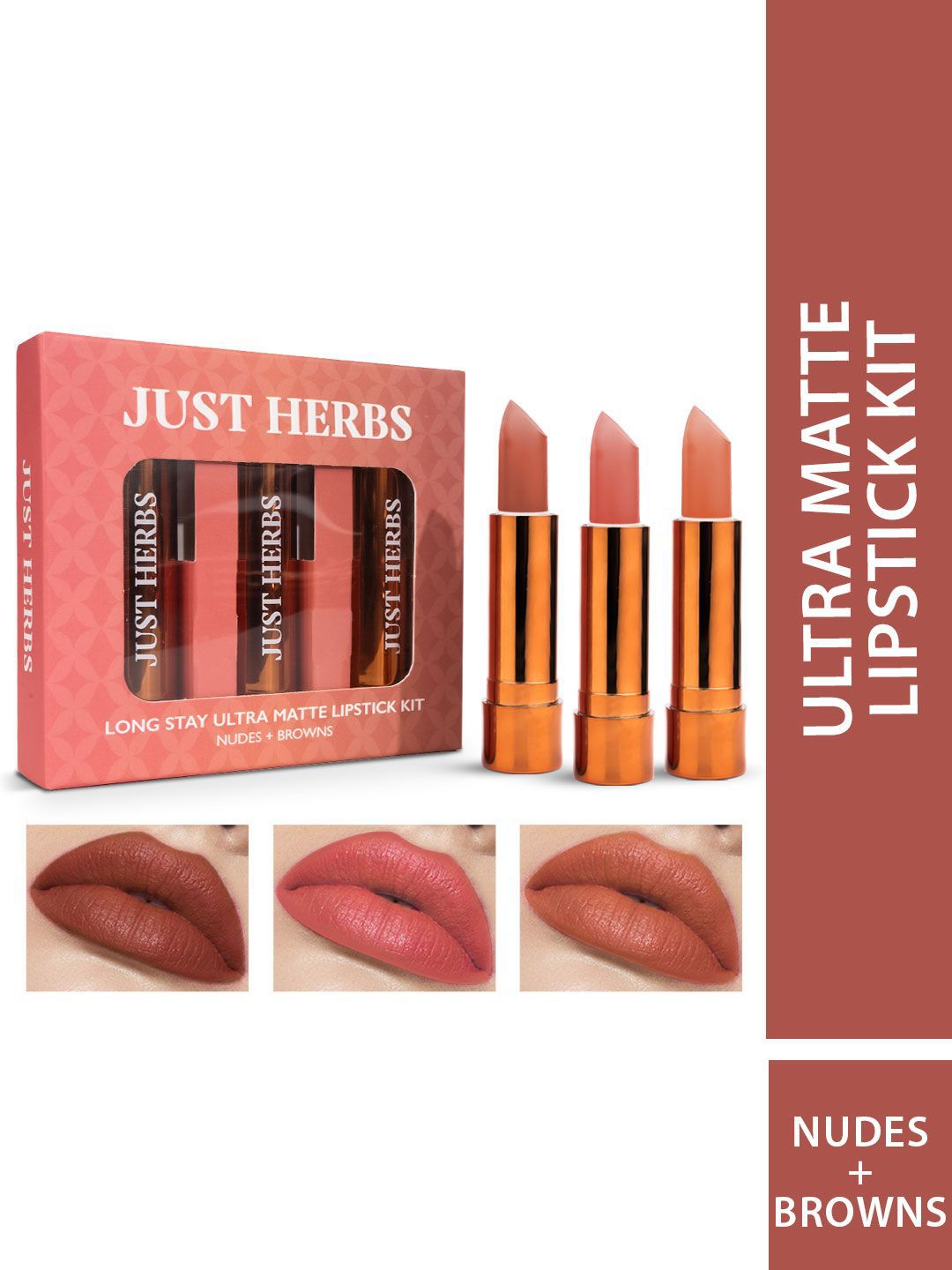 Just Herbs Long Stay Ultra Matte Lipstick Combo - Nudes & Browns