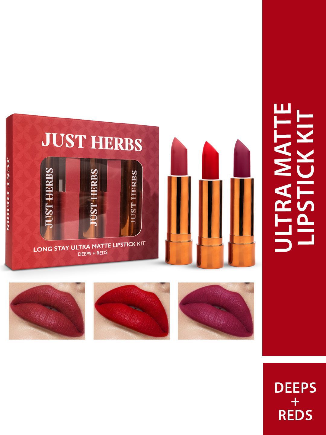 Just Herbs Long Stay Ultra Matte Lipstick Combo - Deeps & Reds