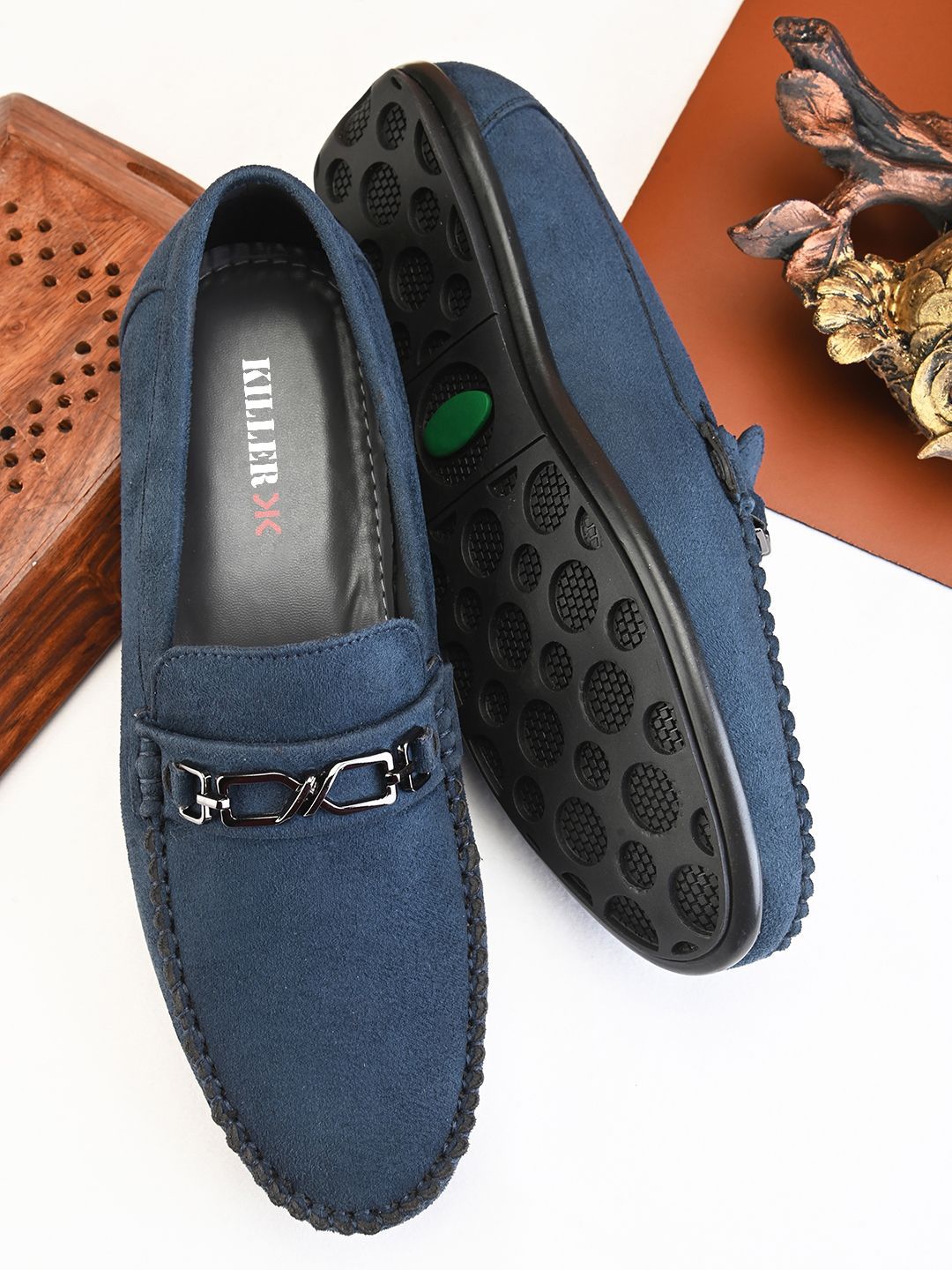 Killer Men Textured Suede Horsebit Loafers