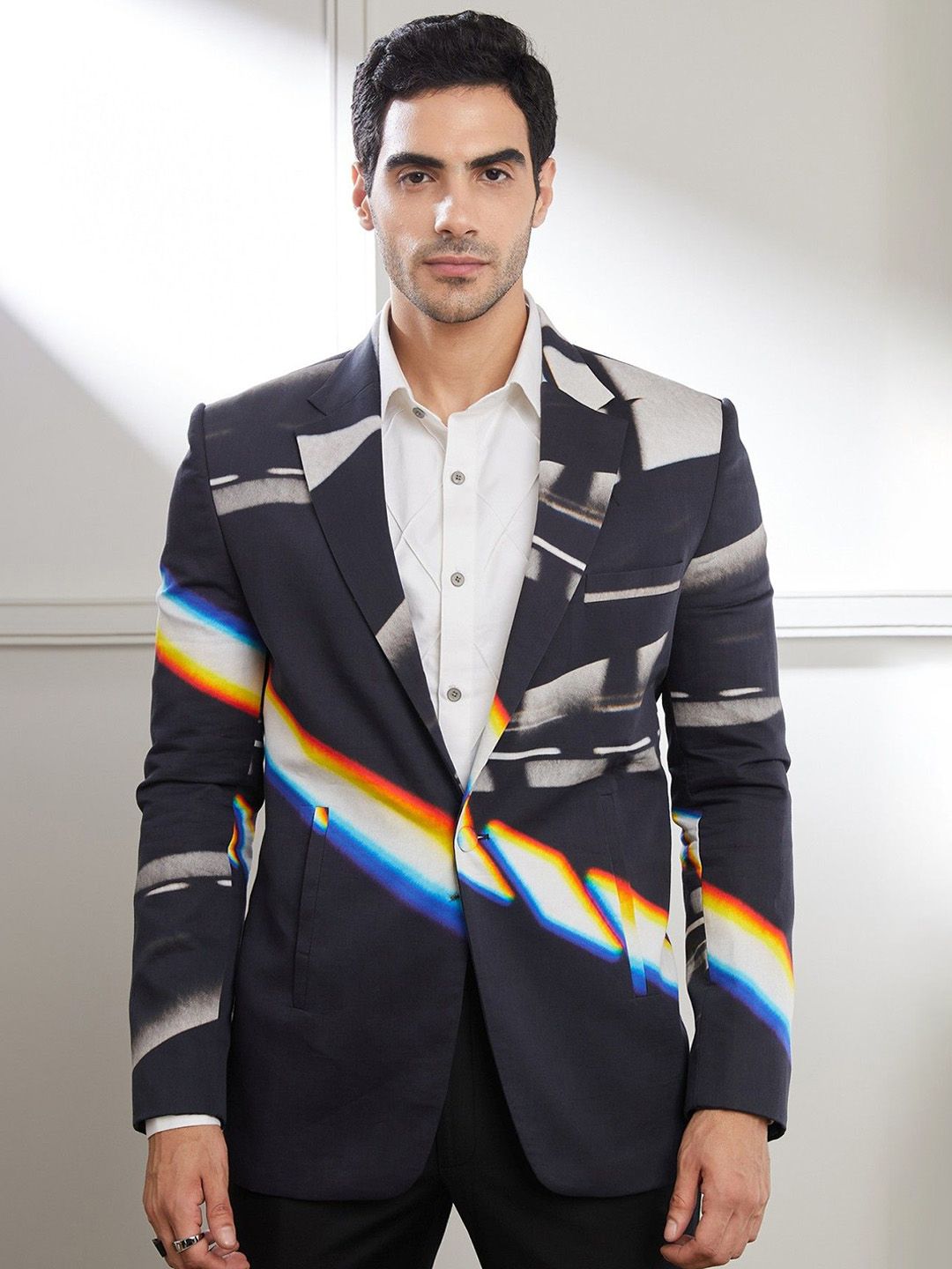 SEVENDC Men Cotton Longline Sporty Jacket With Patchwork