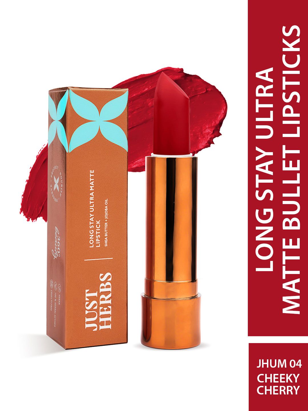 Just Herbs Long Stay Ultra Matte Lipstick with Shea Butter 4g - Cheeky Cherry 04