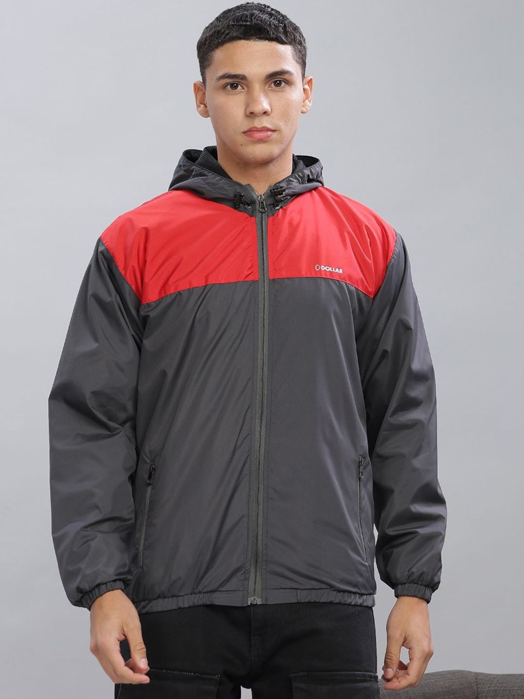 Dollar Men Colourblock Light Weight Windcheater with UV Protection and Pockets and Hood