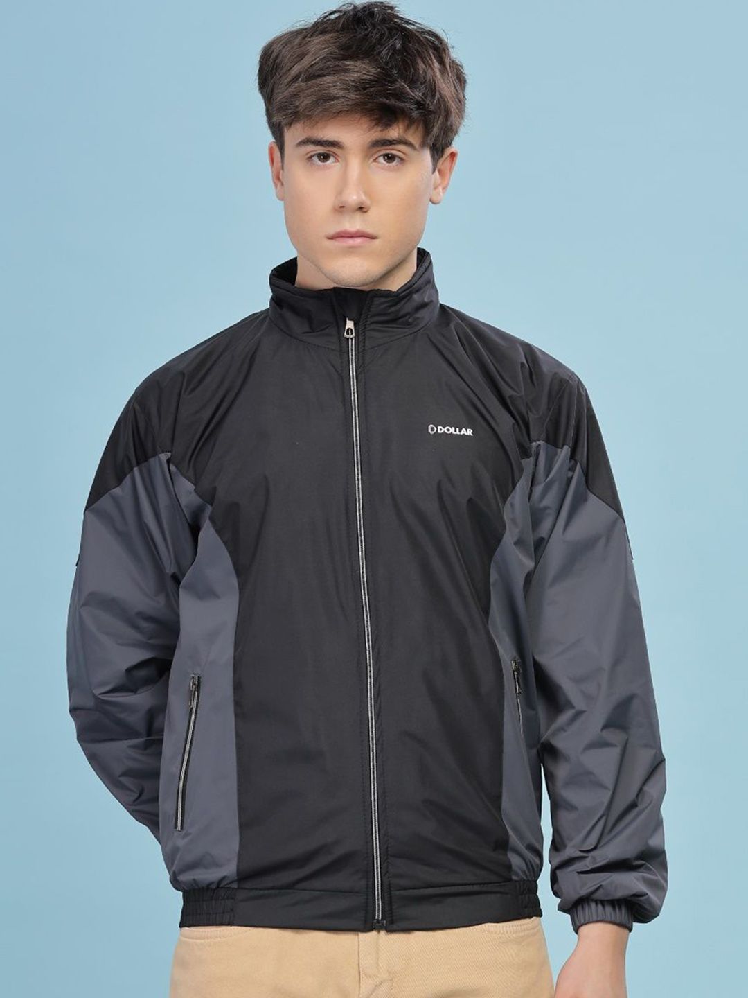 Dollar Men Colourblock Light Weight Windcheater with UV Protection and Pockets