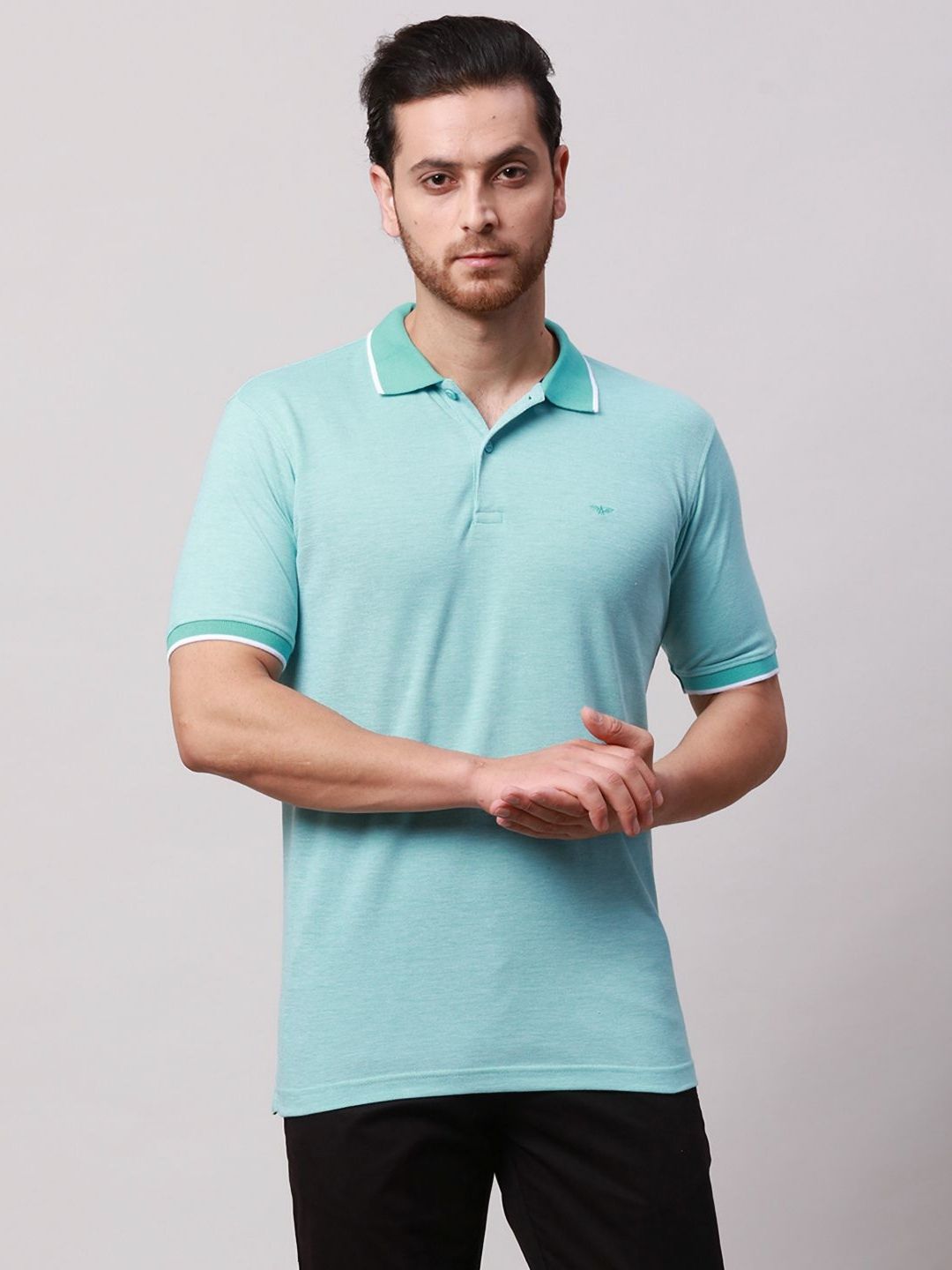 Park Avenue Men Polo Collar Pockets Slim Fit T-shirt
