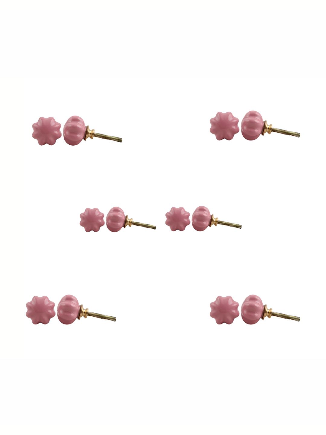 Indianshelf 6-Pcs Pink Glossy Ceramic Knobs