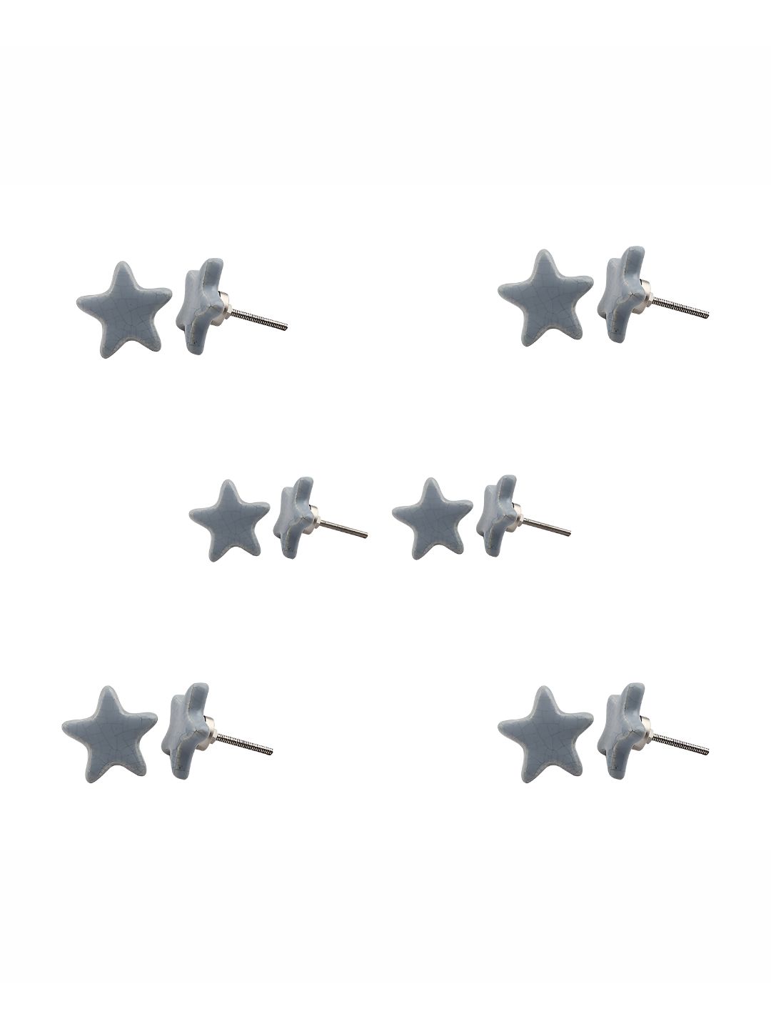 Indianshelf 6-Pcs Grey Printed Glass Knobs