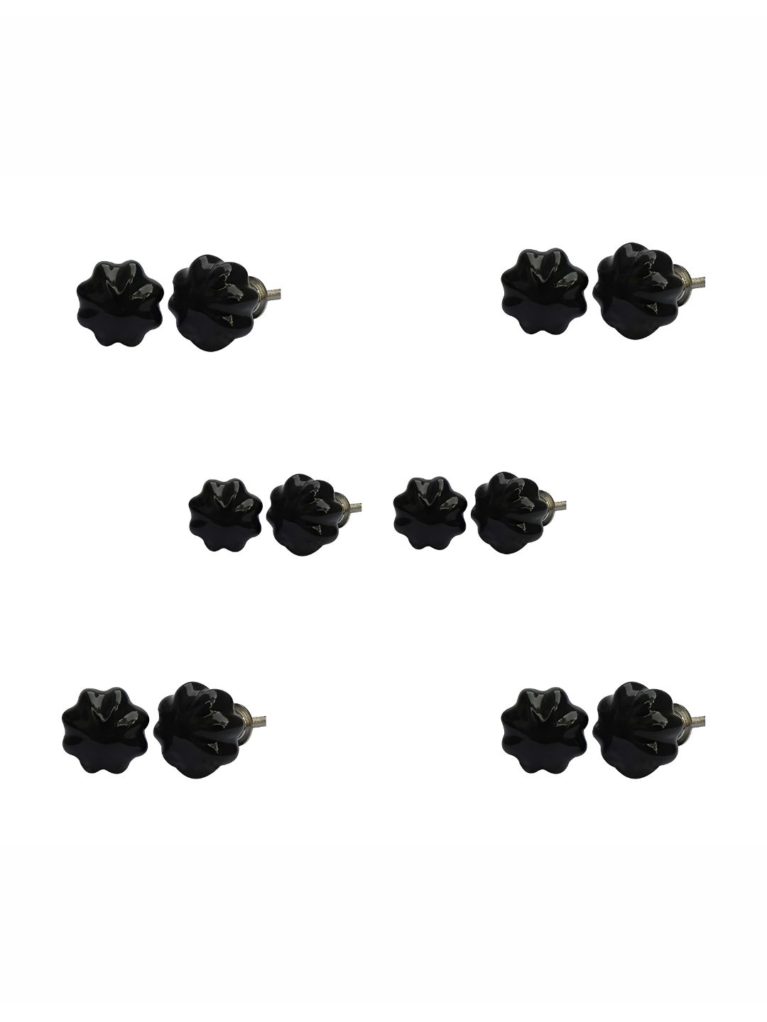 Indianshelf 6-Pcs Black Pomegranate Ceramic Knobs
