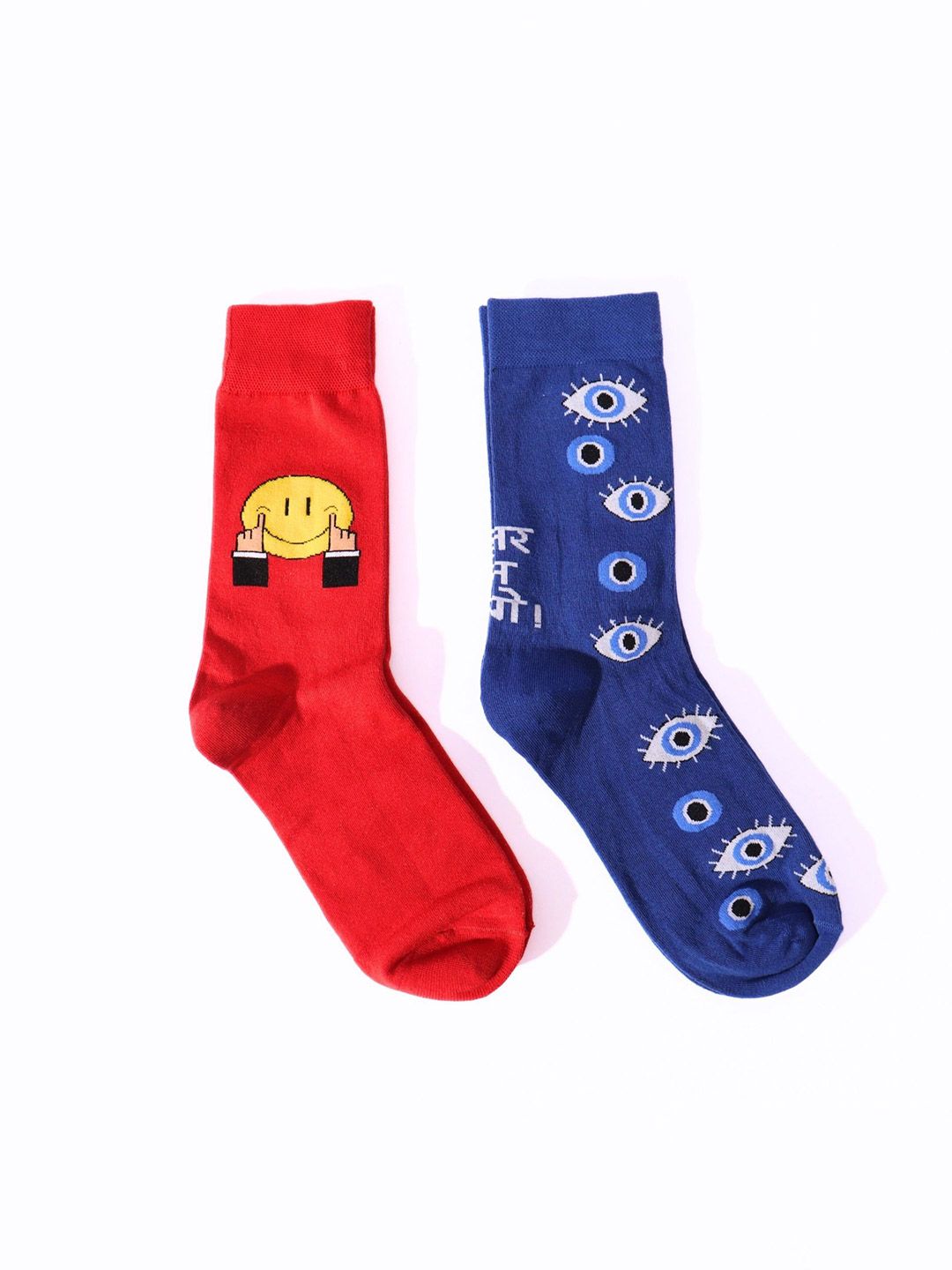 Thela Gaadi Pack Of 2 Patterned Calf-Length Socks
