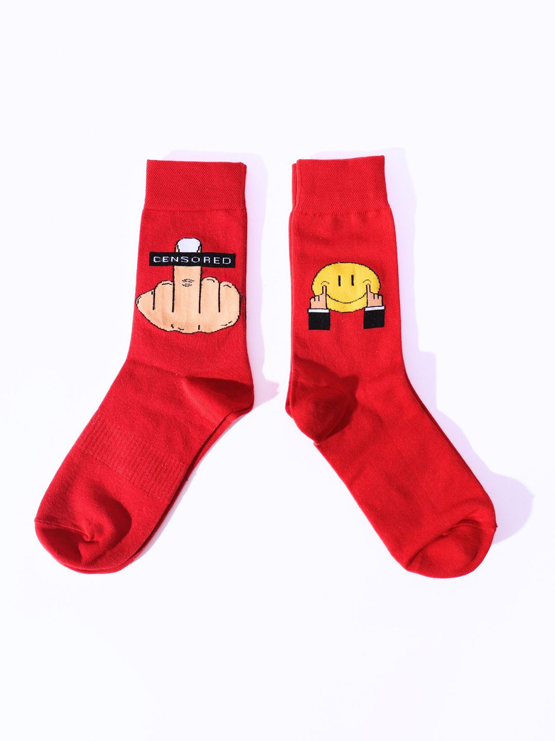 Thela Gaadi Unisex Pack Of 2 Patterned Calf Length Socks