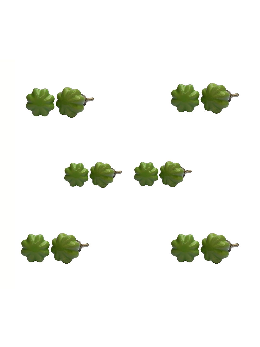 Indianshelf 6Pcs Green Textured Ceramic Pomegranate Knobs