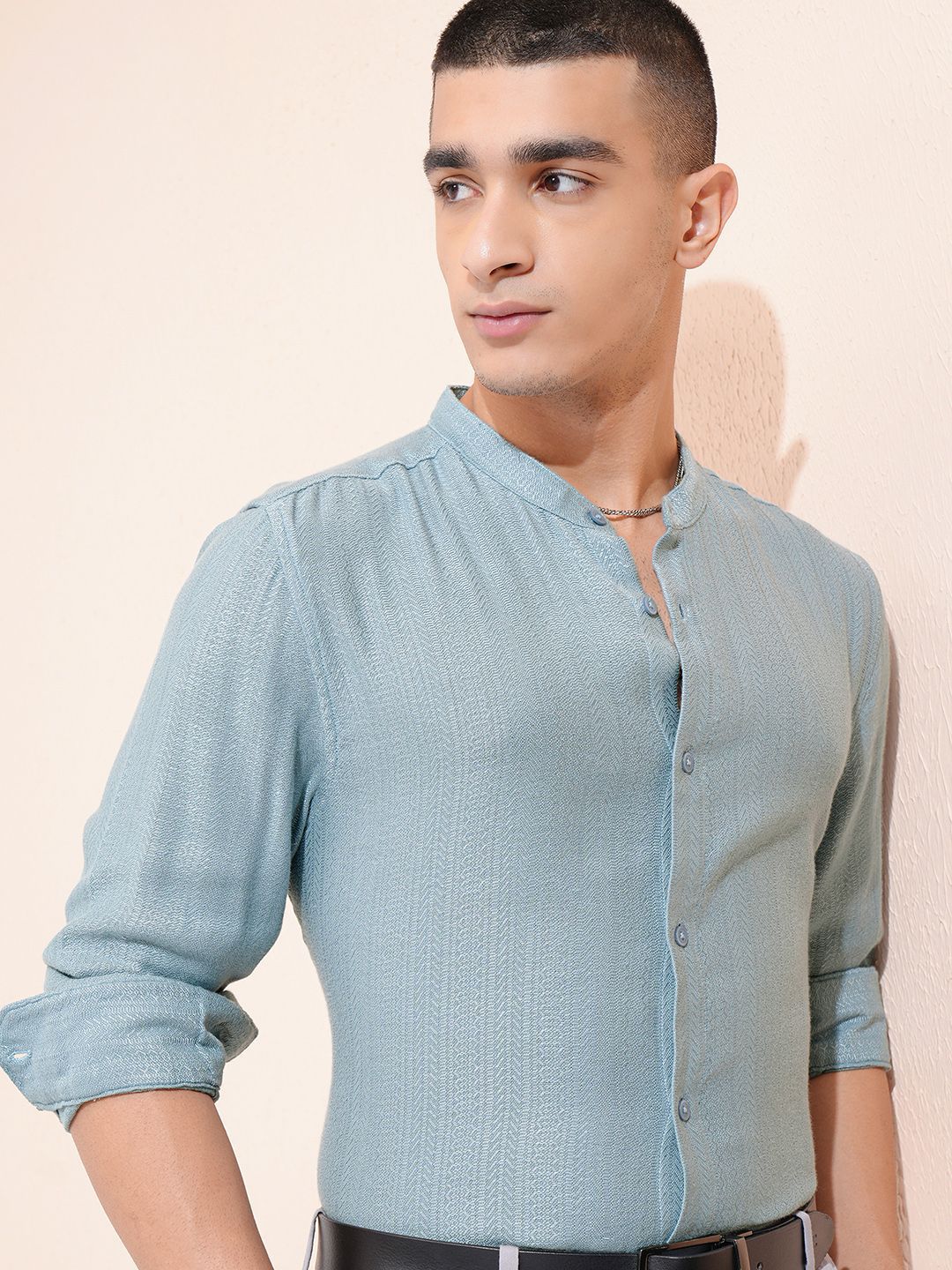 HIGHLANDER Men Dobby Textured Mui Relaxed Fit Casual Shirt