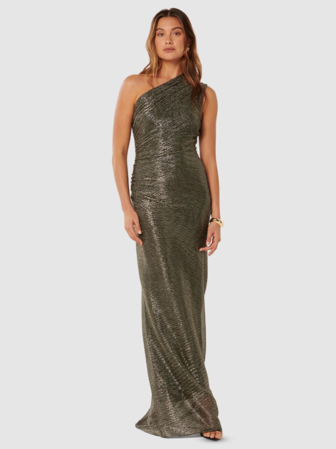 One Shoulder Sheath Sleeveless Midi Dress