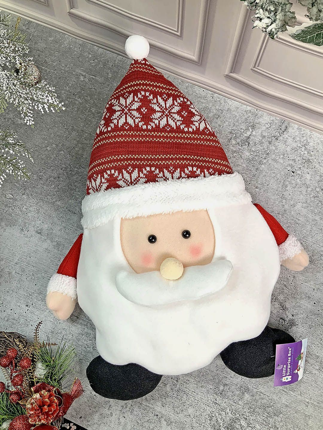 Little Surprise Box Kids Red & White Fluffy Santa Christmas Decor