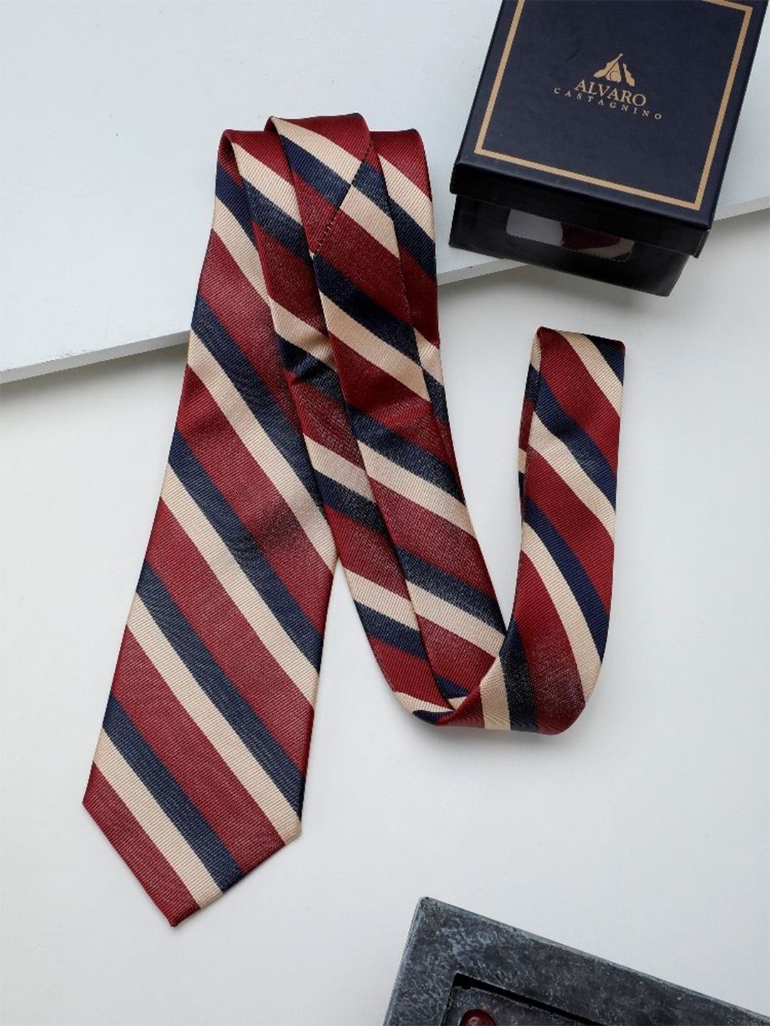 Alvaro Castagnino Men Striped Skinny Tie