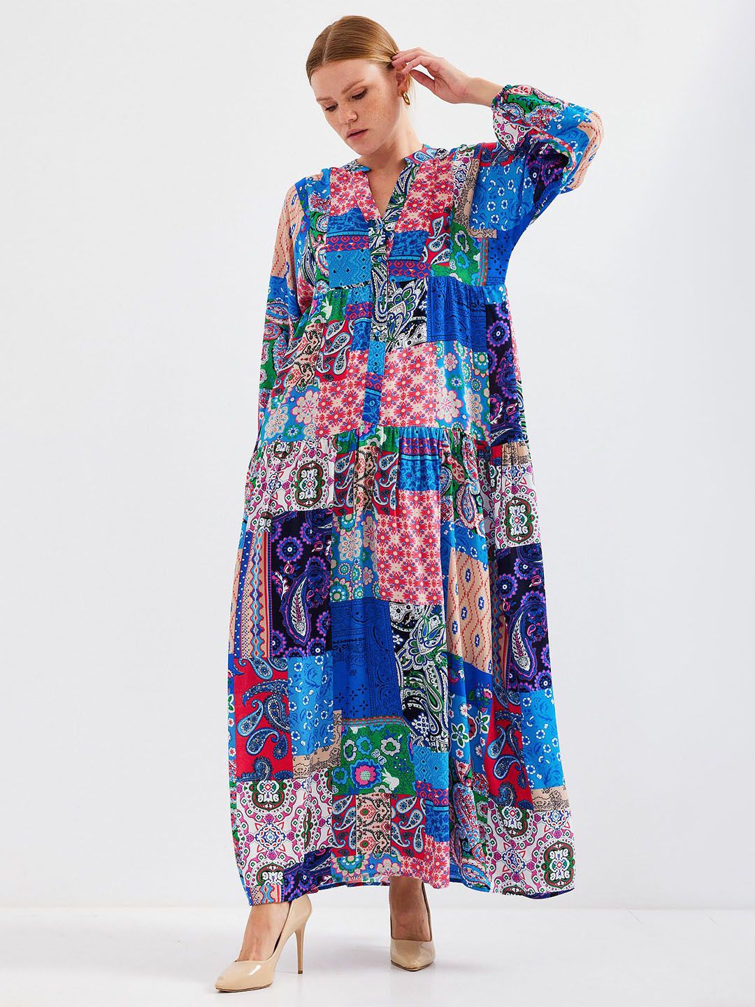 Trendyol Ethnic Motifs Print Maxi Dress