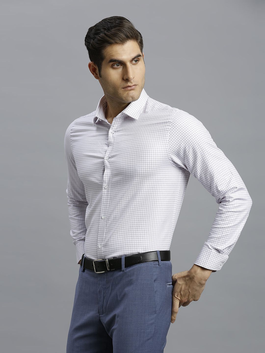 Reid & Taylor Men Slim Fit Opaque Checked Formal Shirt