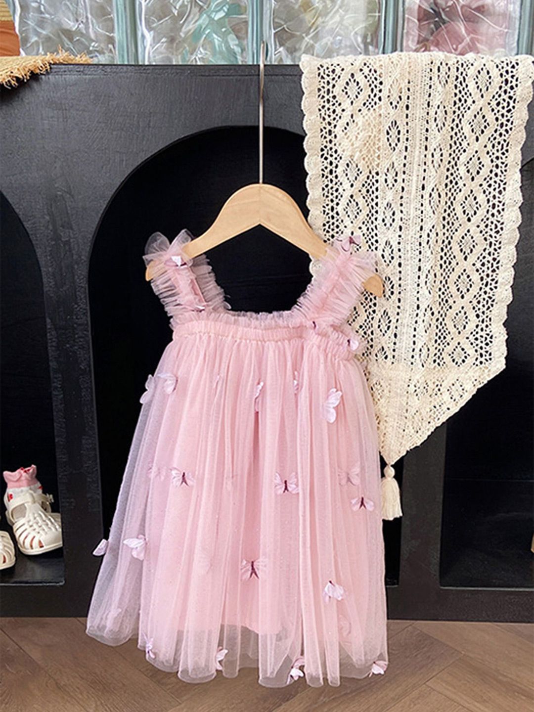 LULU & SKY Girls Embellished Self Design A-Line Dress