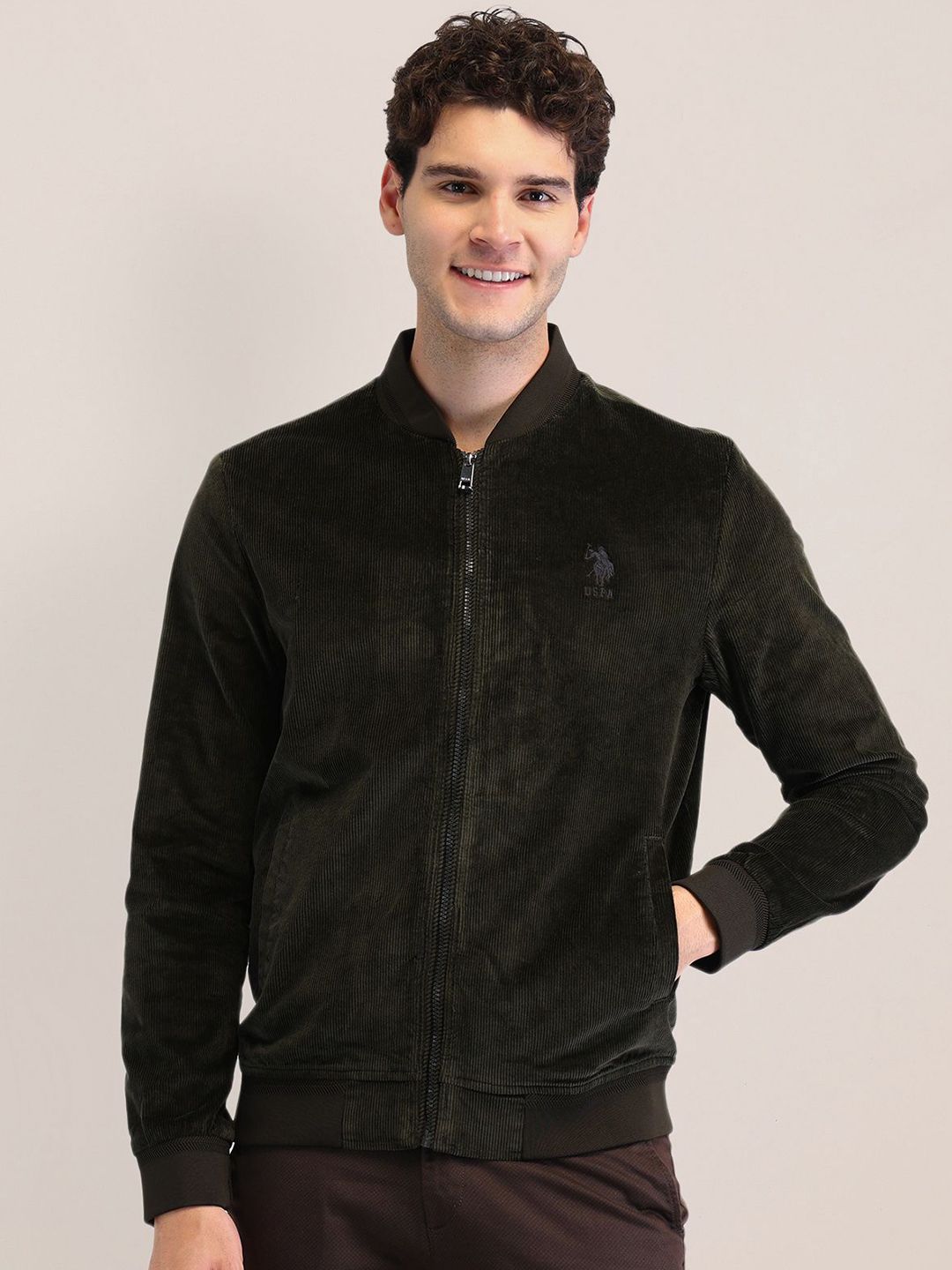 U.S. Polo Assn. Men Brand Logo Bomber Jacket