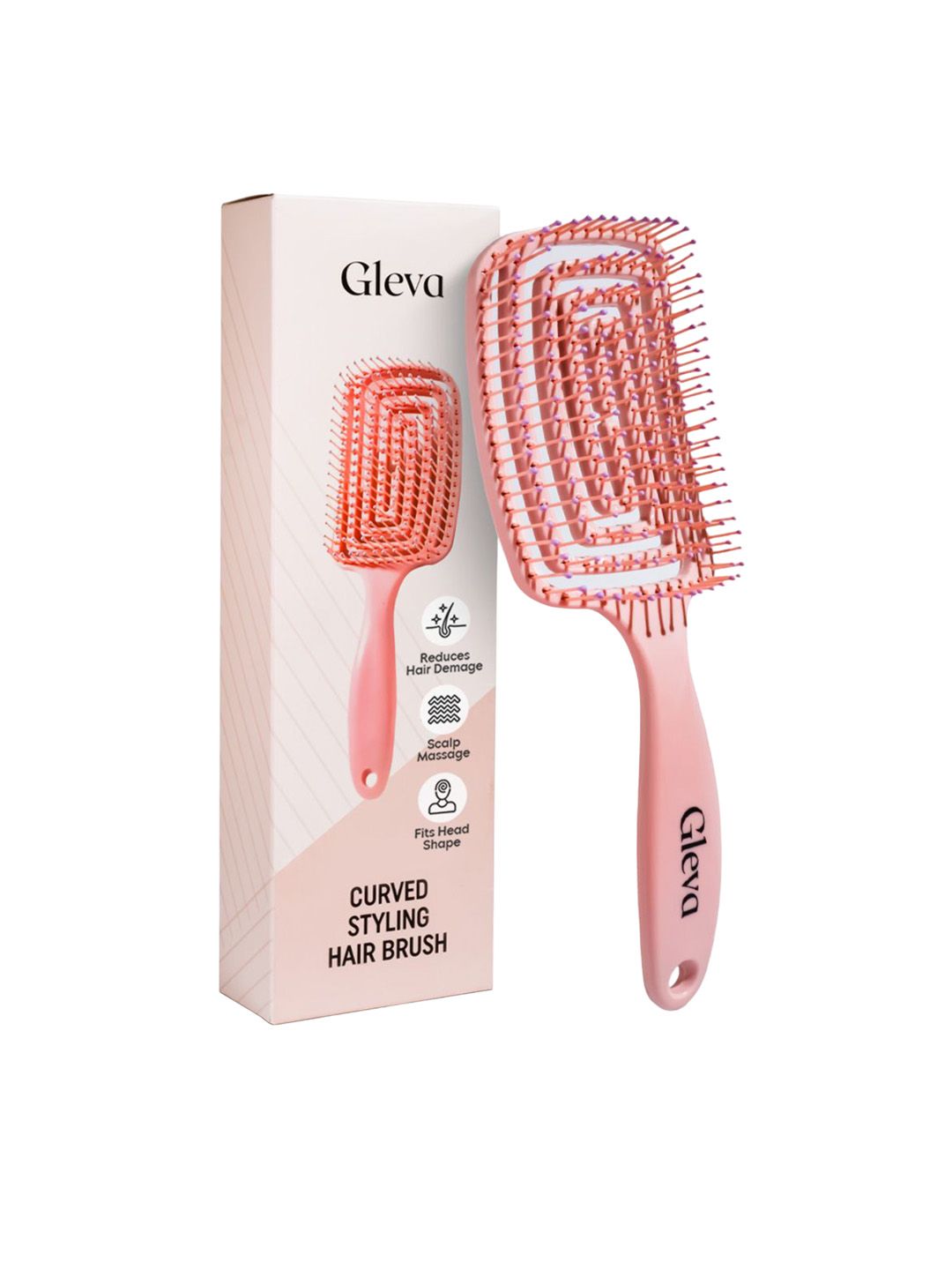 Gleva Curved Vented Hair Brush - Pink