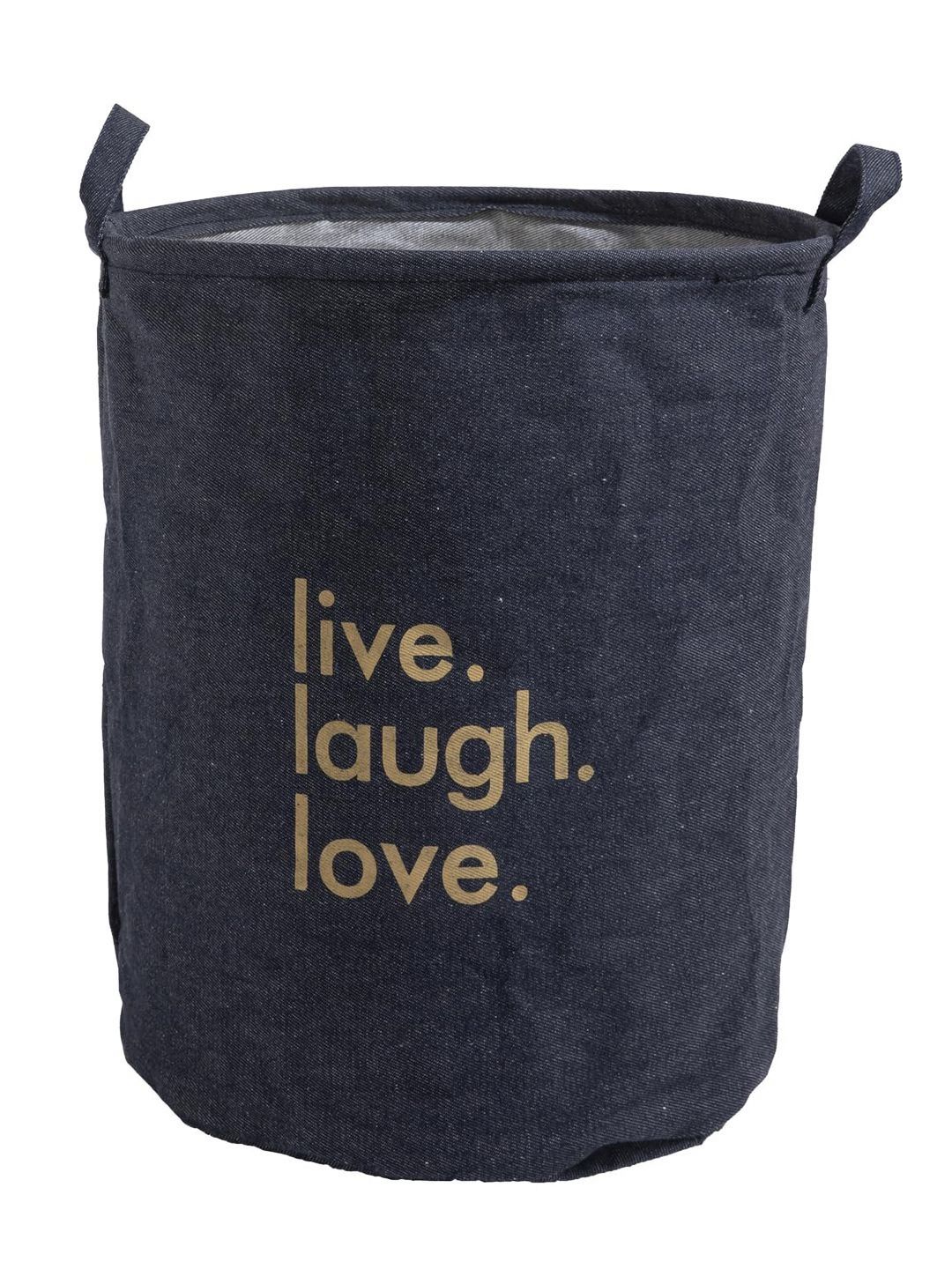 HOKIPO Blue & Beige Printed Round Laundry Bag With Handle