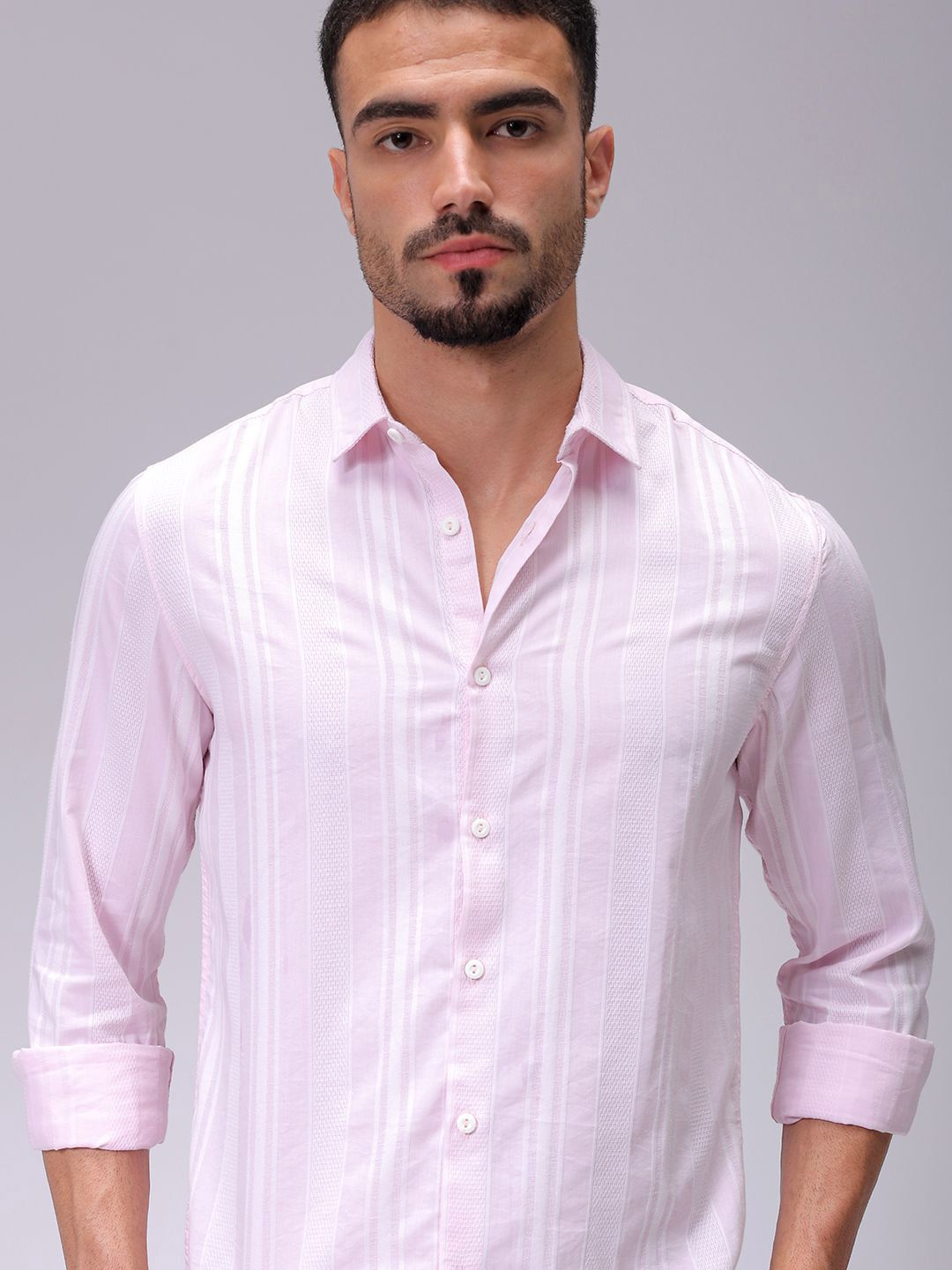 The Indian Garage Co Men Slim Fit Striped Dobby Resortwear Shirt