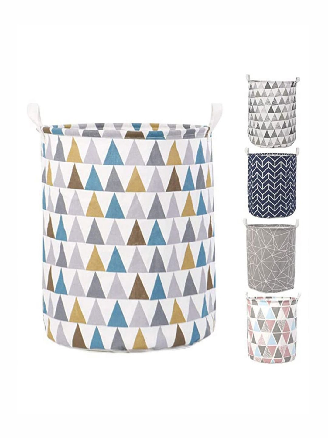 HOKIPO Cream Coloured & Mustard Yellow Printed Foldable Laundry Bag